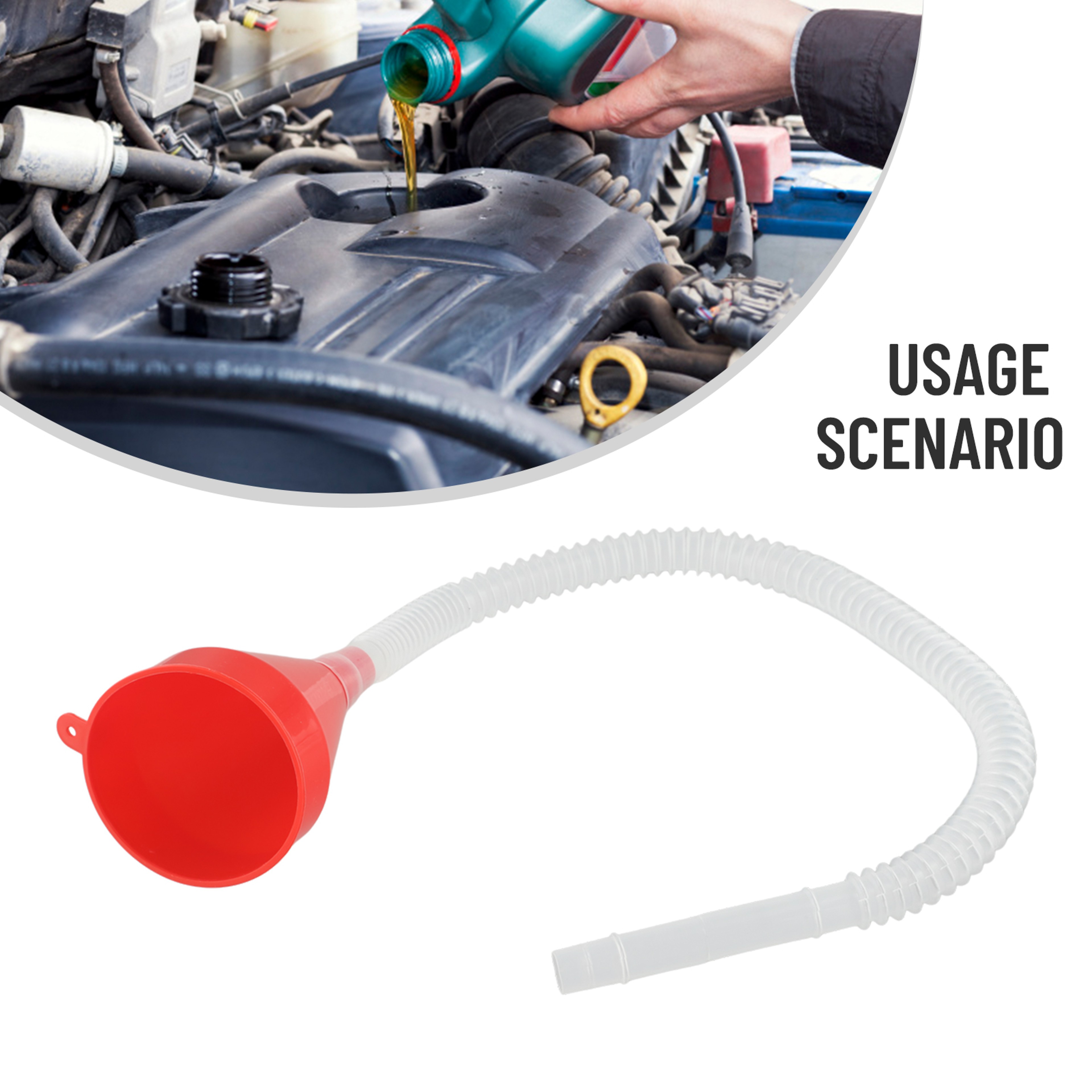 Telescopic Car Refueling Funnel, Universal Oil Funnel with Detachable Hose for Motorcycle and Engine – view 2