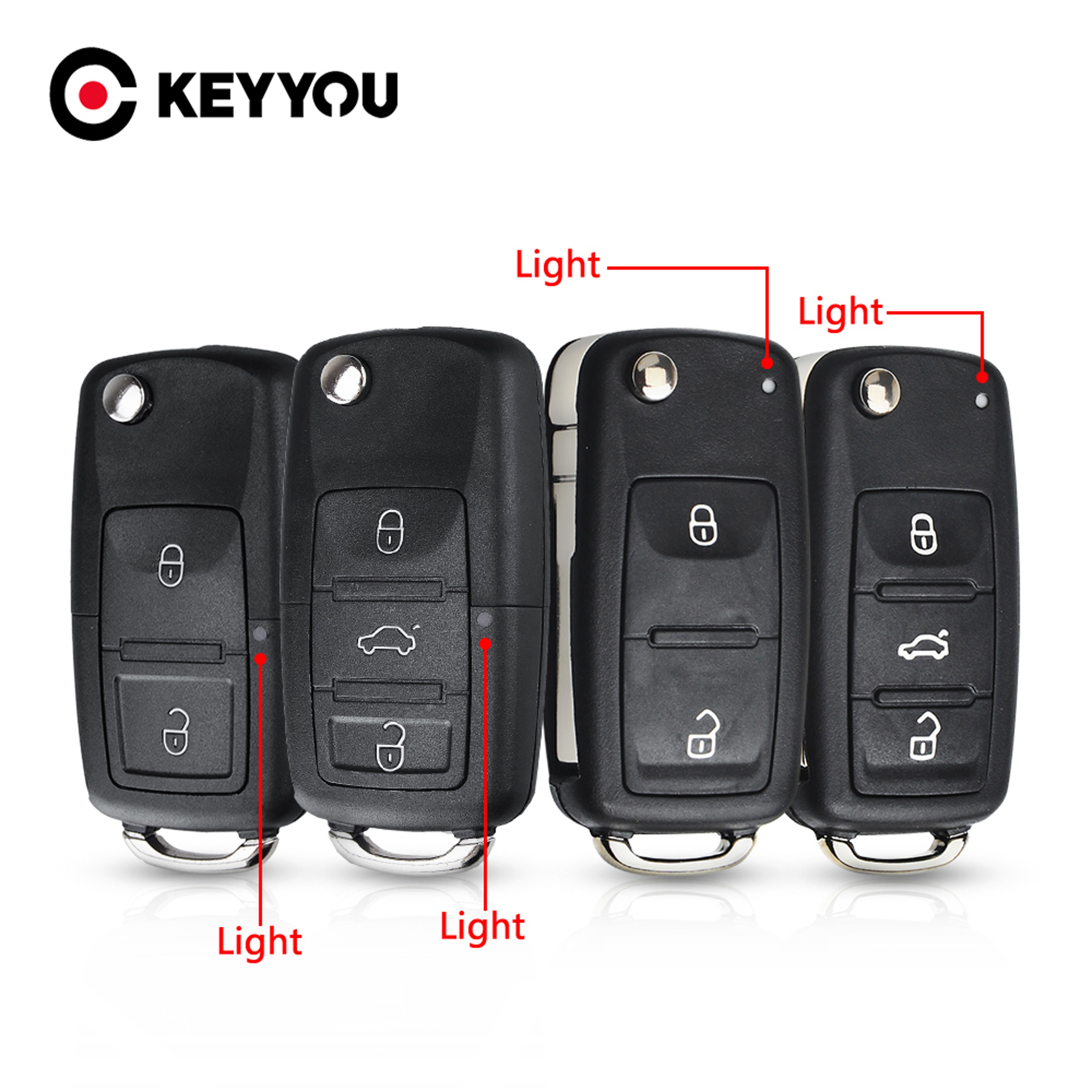 Flip Key Shell for Volkswagen VW Polo Passat Tiguan Golf Seat Skoda, Folding Car Remote Case – view 1