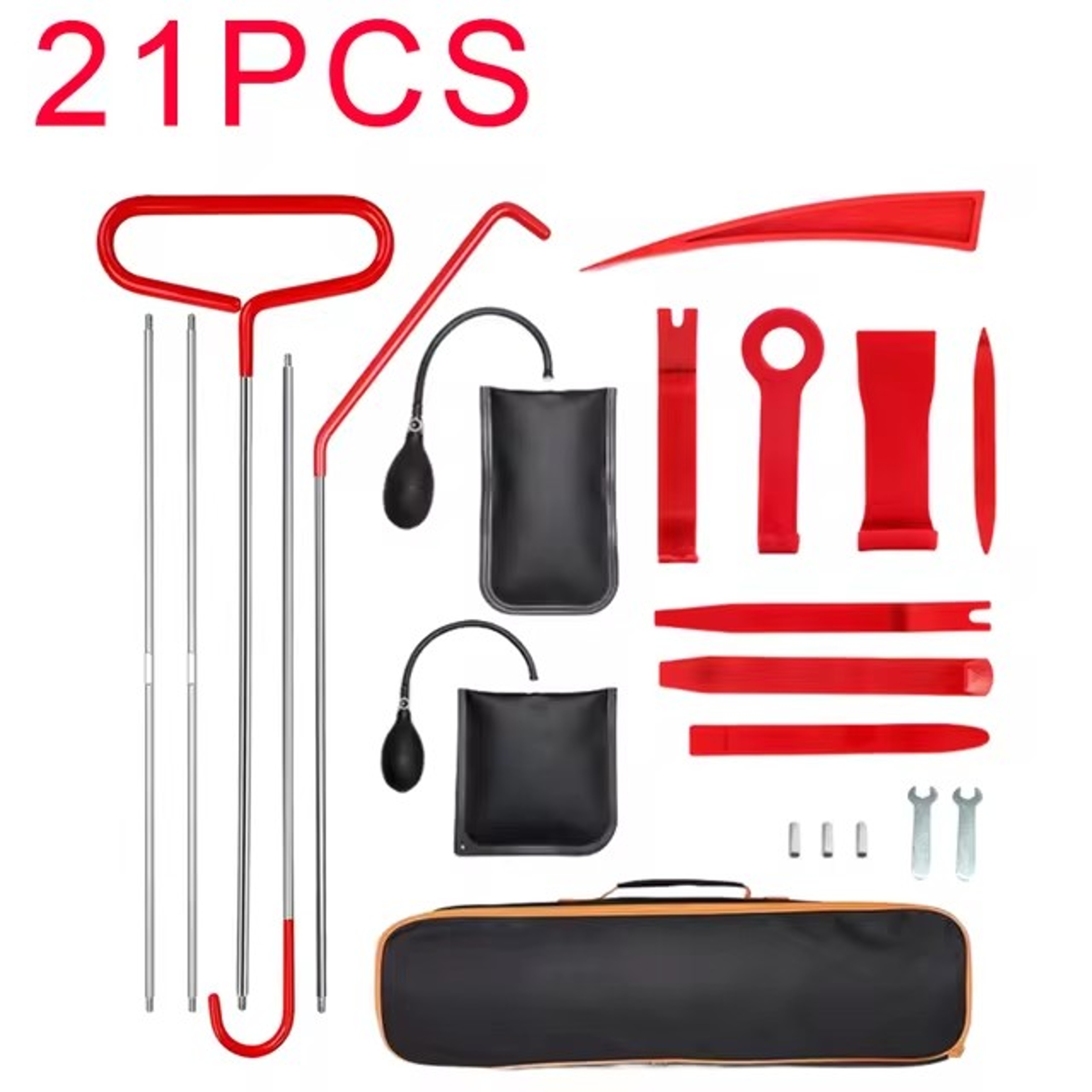 Auto Window Door Open Fixing Kit, Inflatable Air Pump, Car Door Tool Set, Long Reach Tools with Carrying Bag – view 5