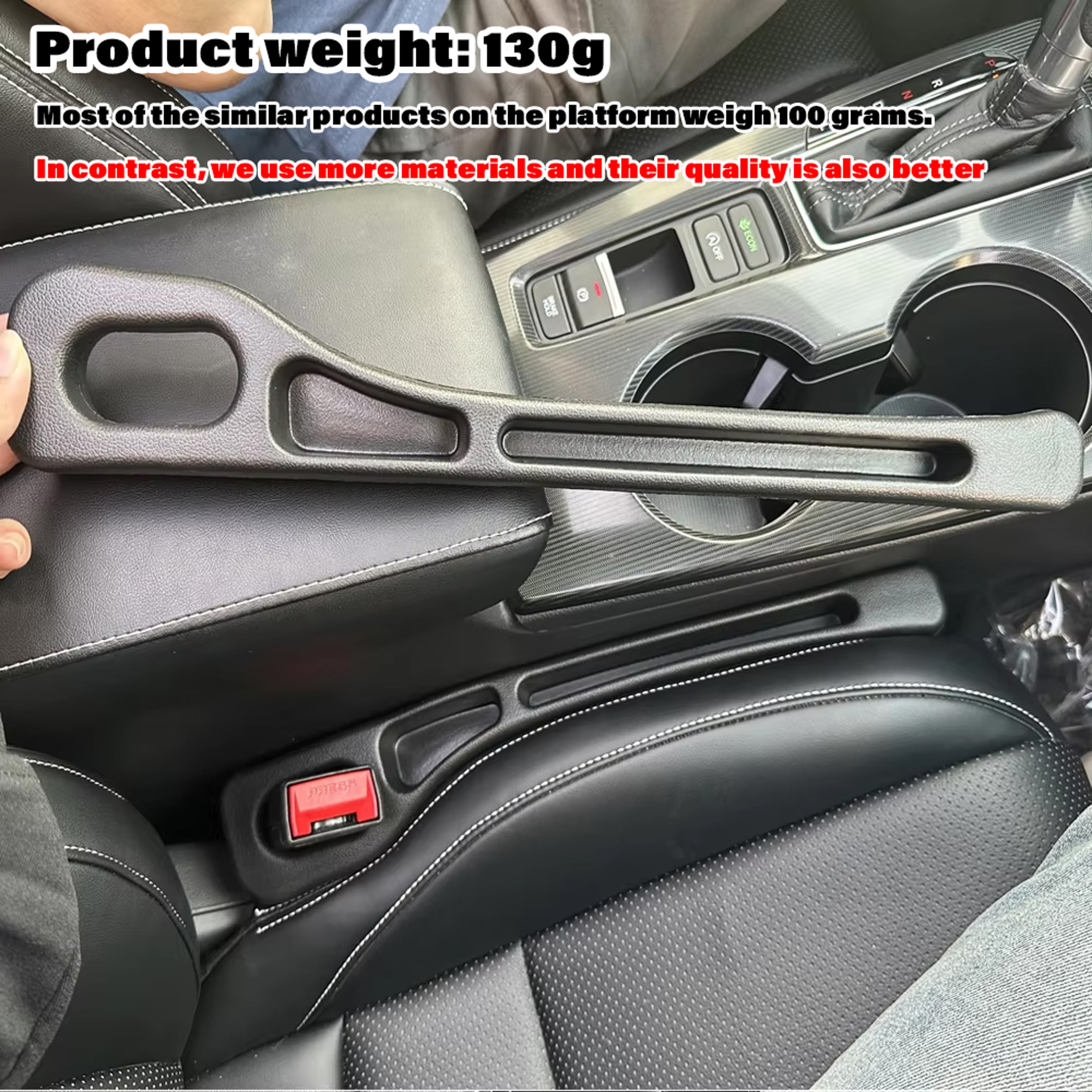 Universal Car Seat Gap Filler, Leak Proof Side Plug Strip, Car Interior Accessory for Phone and Wallet – view 3