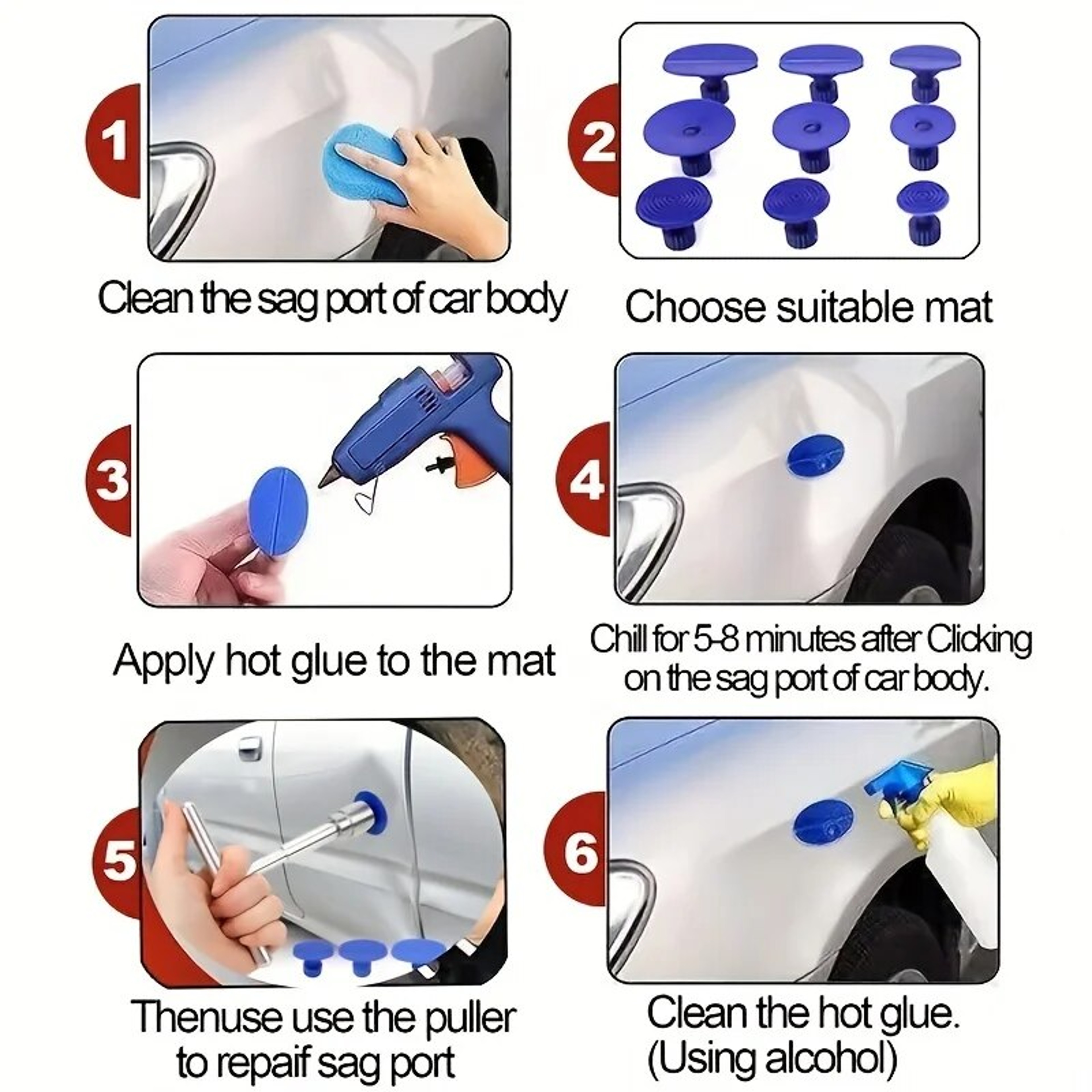 Paintless Dent Removal Kit Car Dent Repair Puller Set Auto Body Mechanical Sheet Metal Hand Tools 2