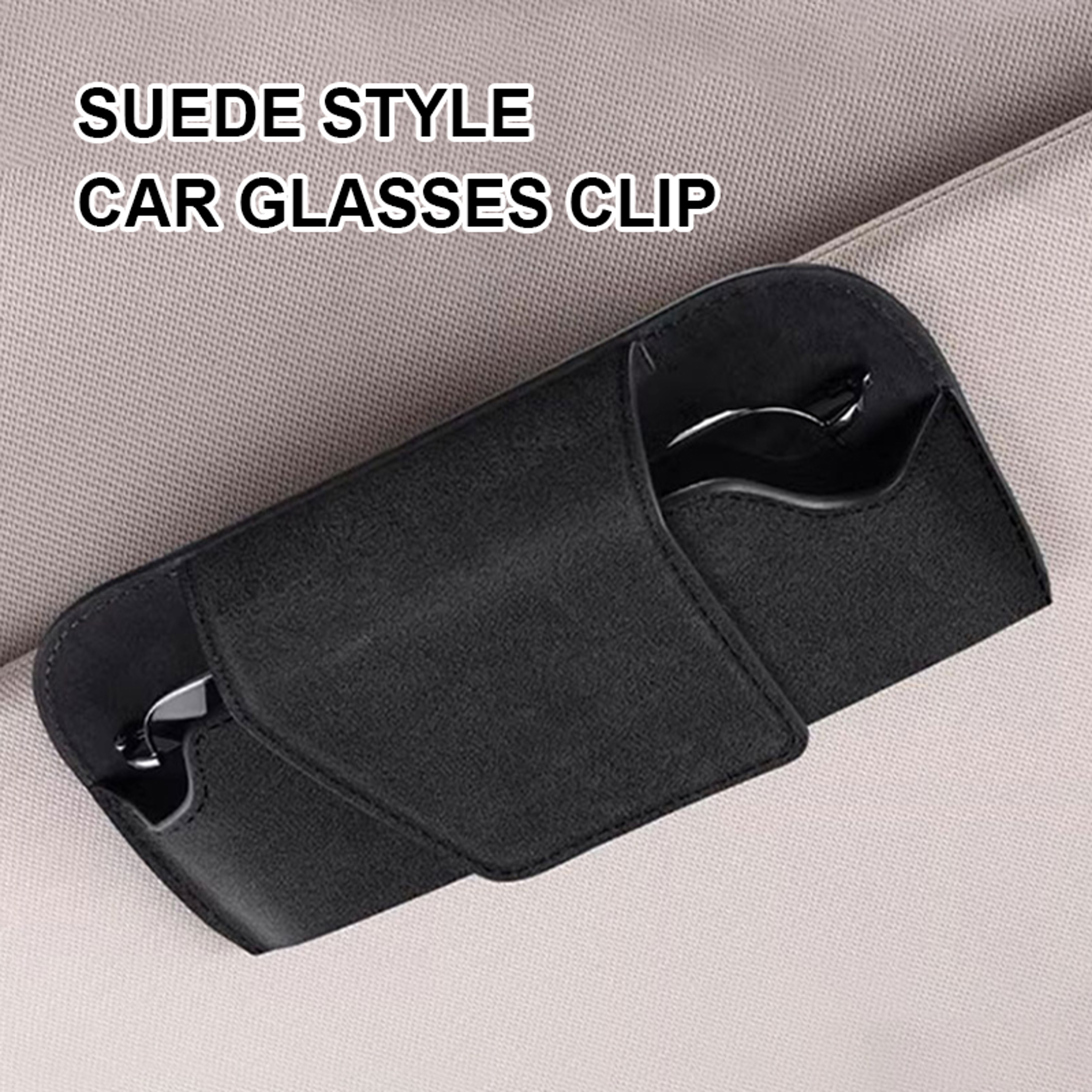 Auto Sun Visor Suede Glasses Holder Car Glasses Case Universal Sunglasses Clip Card And Ticket Hold 2