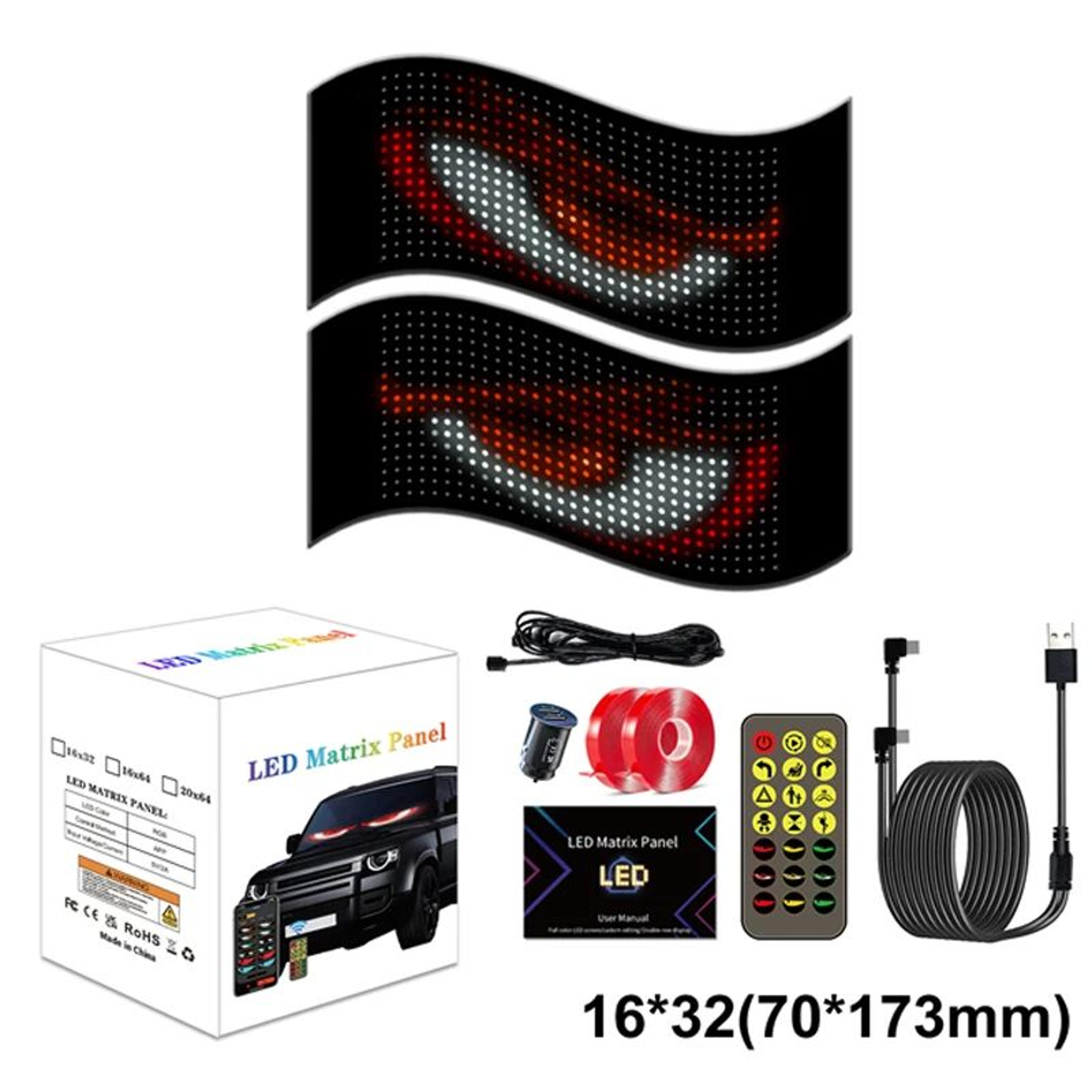 LED Matrix Pixel Panel Devil Eyes Flexible Display For Car Truck Window Demon Eye Lights APP Contro 6