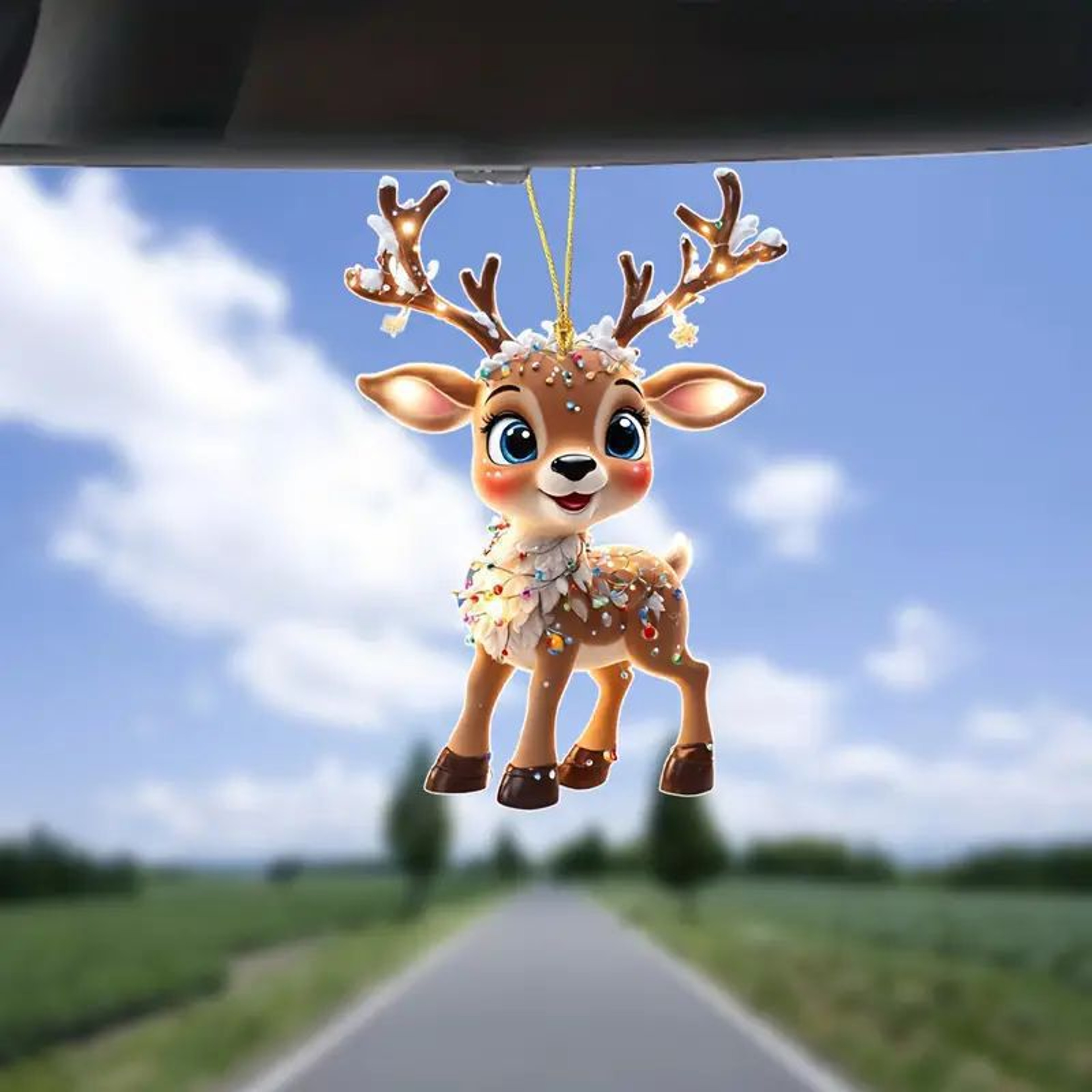 Car Interior Accessory Fun Animal Cat Pendant With Chain Realistic Rearview Mirror Hanging Ornament 7