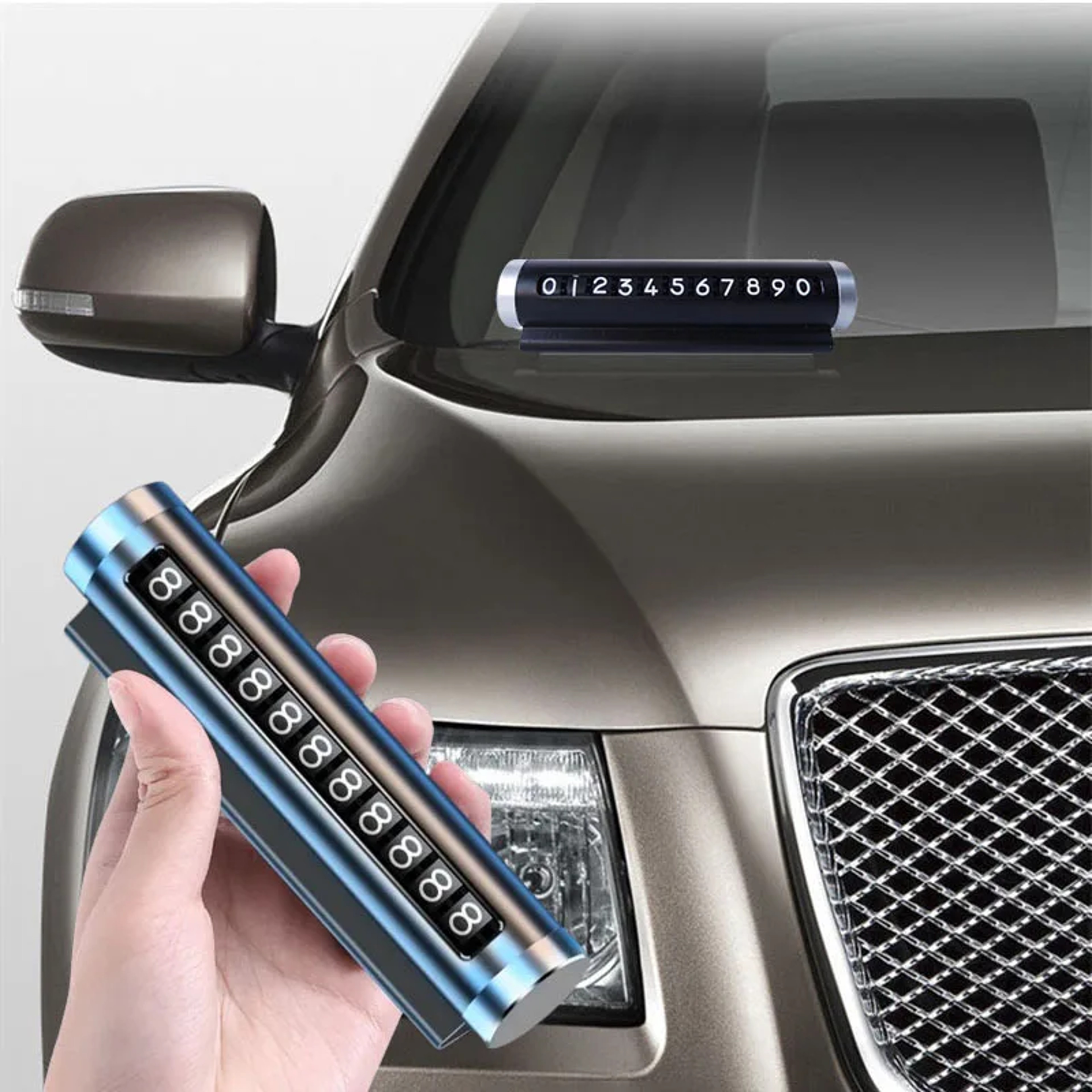 Universal Metal Rotate Parking Card Car Phone Number Plate Aluminum Auto Park Stop Sticker 0