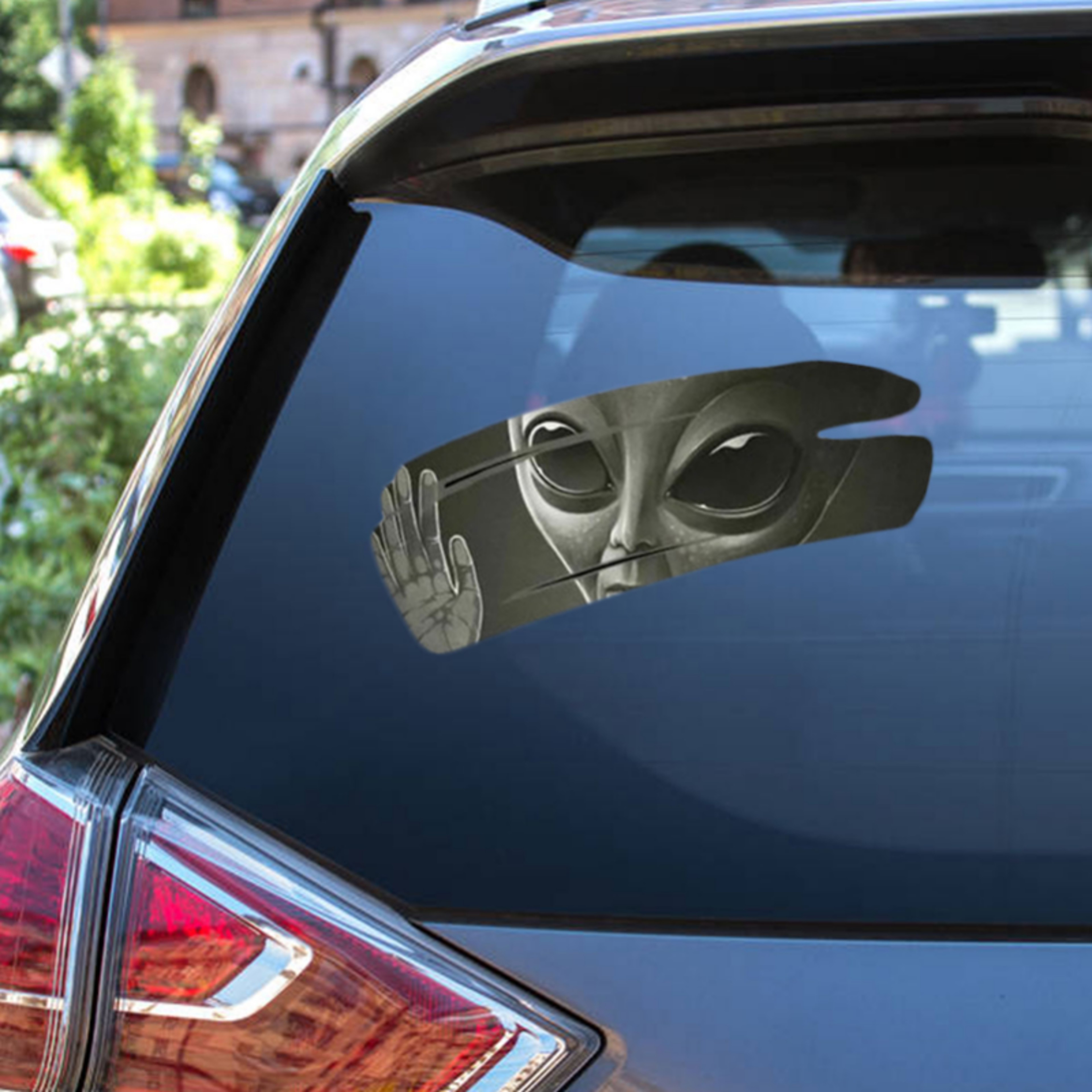 Self Adhesive 3D Cool Alien Cracked Car Sticker PVC Vinyl Auto Racing Decal For Covering Scratches  0