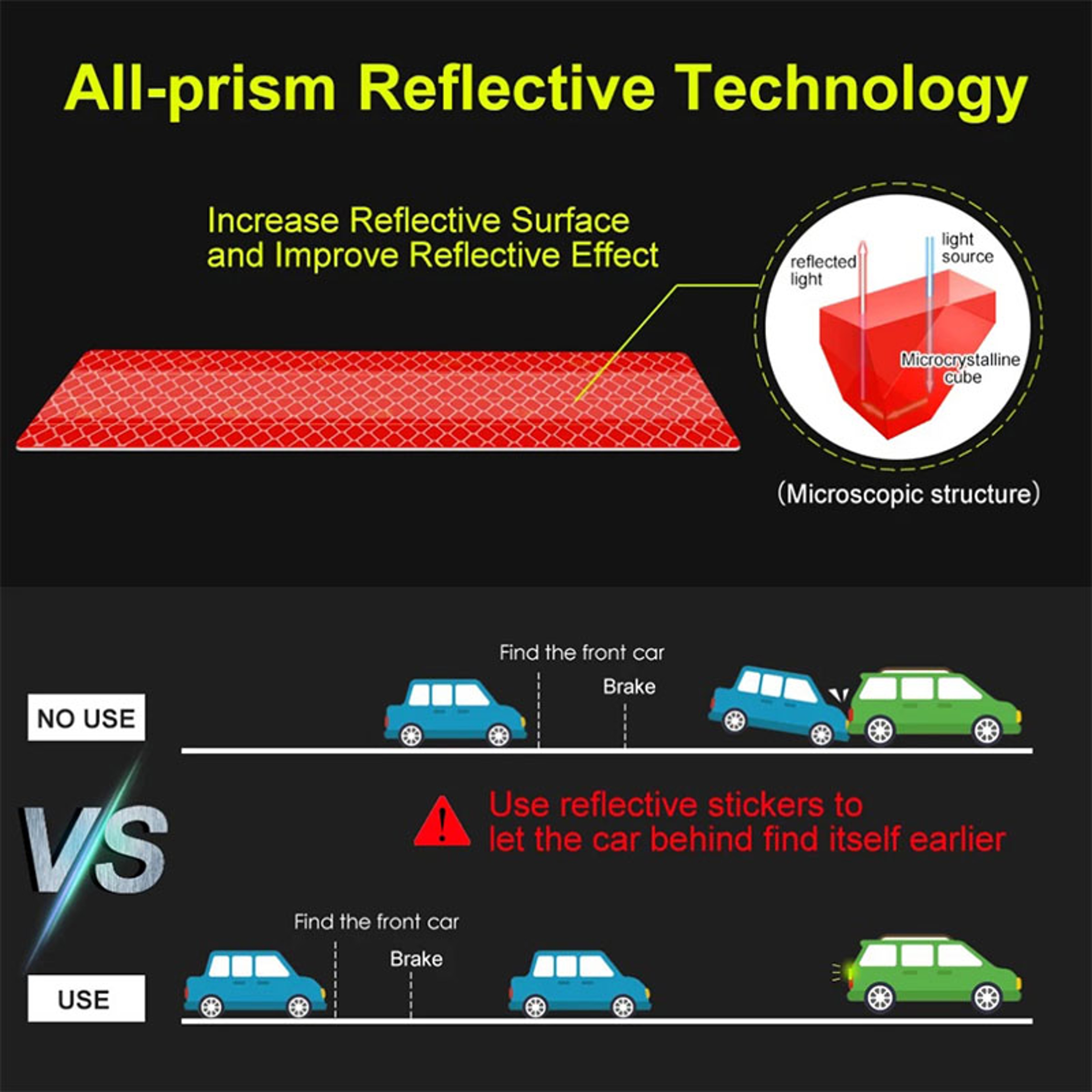 Reflective Stripes For Car Wheel Hub Door Handle Safety Warning Tape Auto Rear Reflective Sticker V 3