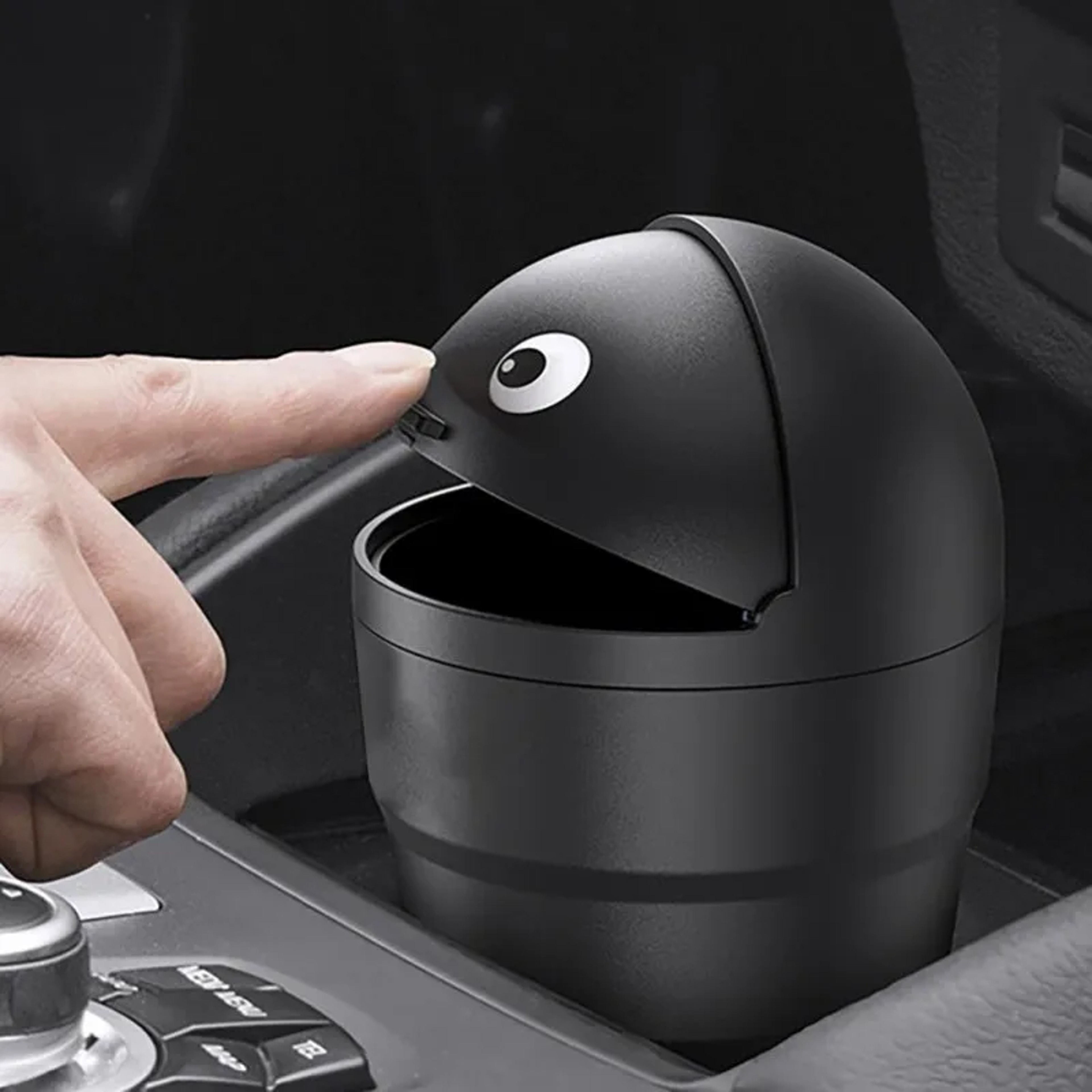 Mini Automotive Trash Bin, Universal Car Organizer, Leakproof Storage Box with Swing Lid – view 2