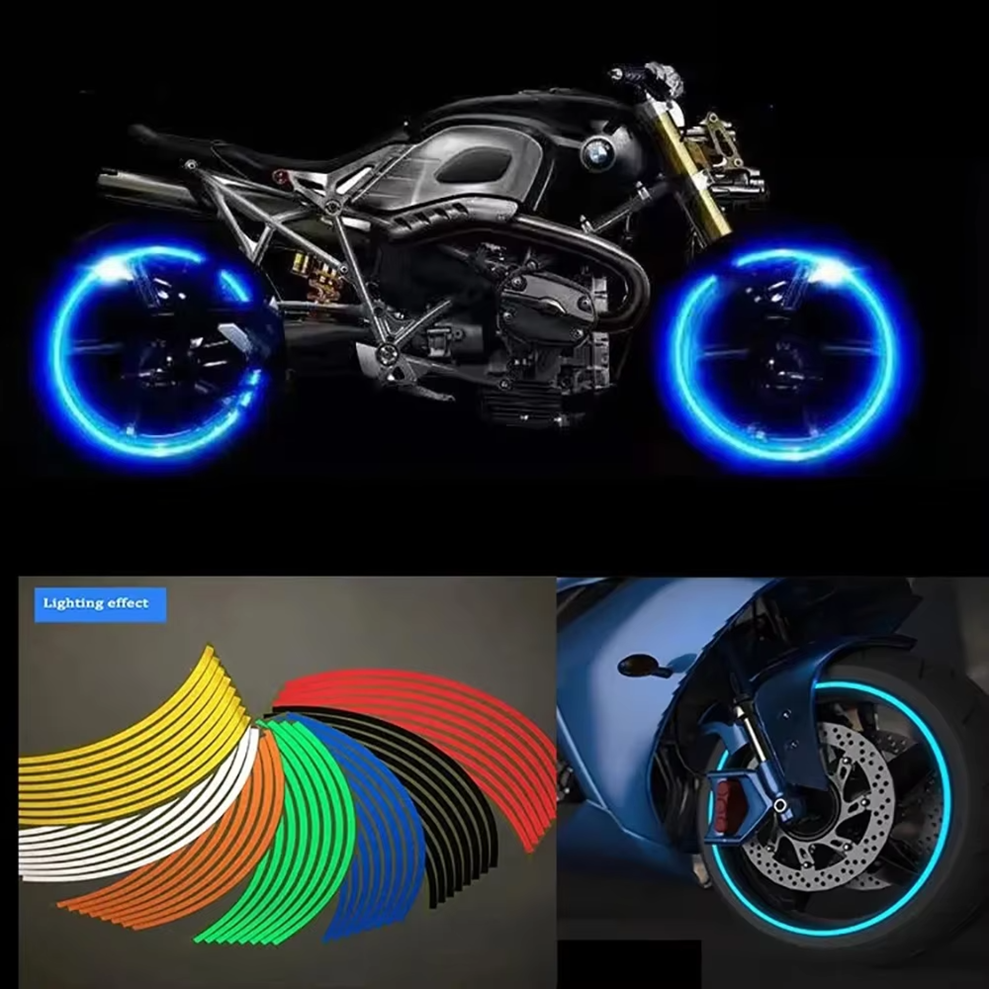 Reflective Rim Tape, Wheel Stripe Stickers, Motorcycle and Bike Wheel Decoration – view 1