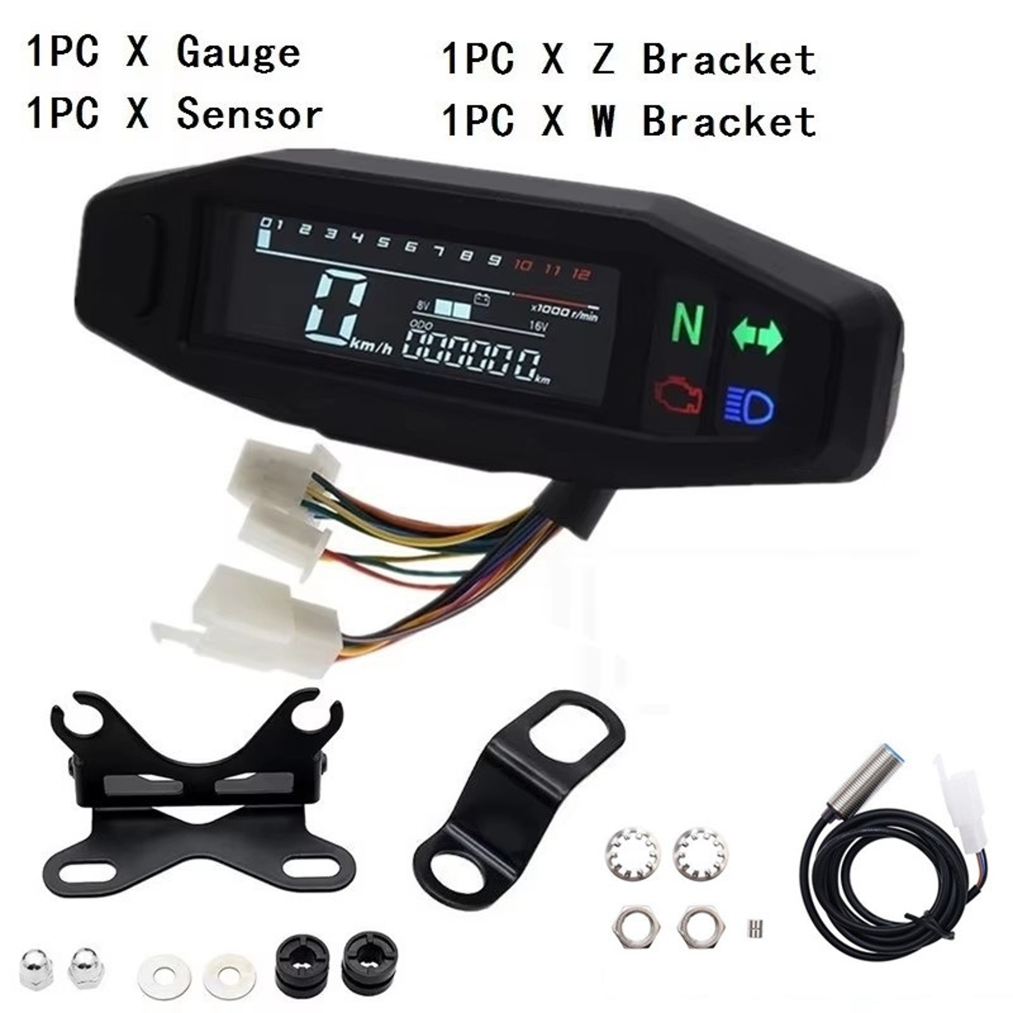 Motorcycle Digital Speedometer Tachometer Oil Gauge Universal Instrument Cluster With Signal Lights 6