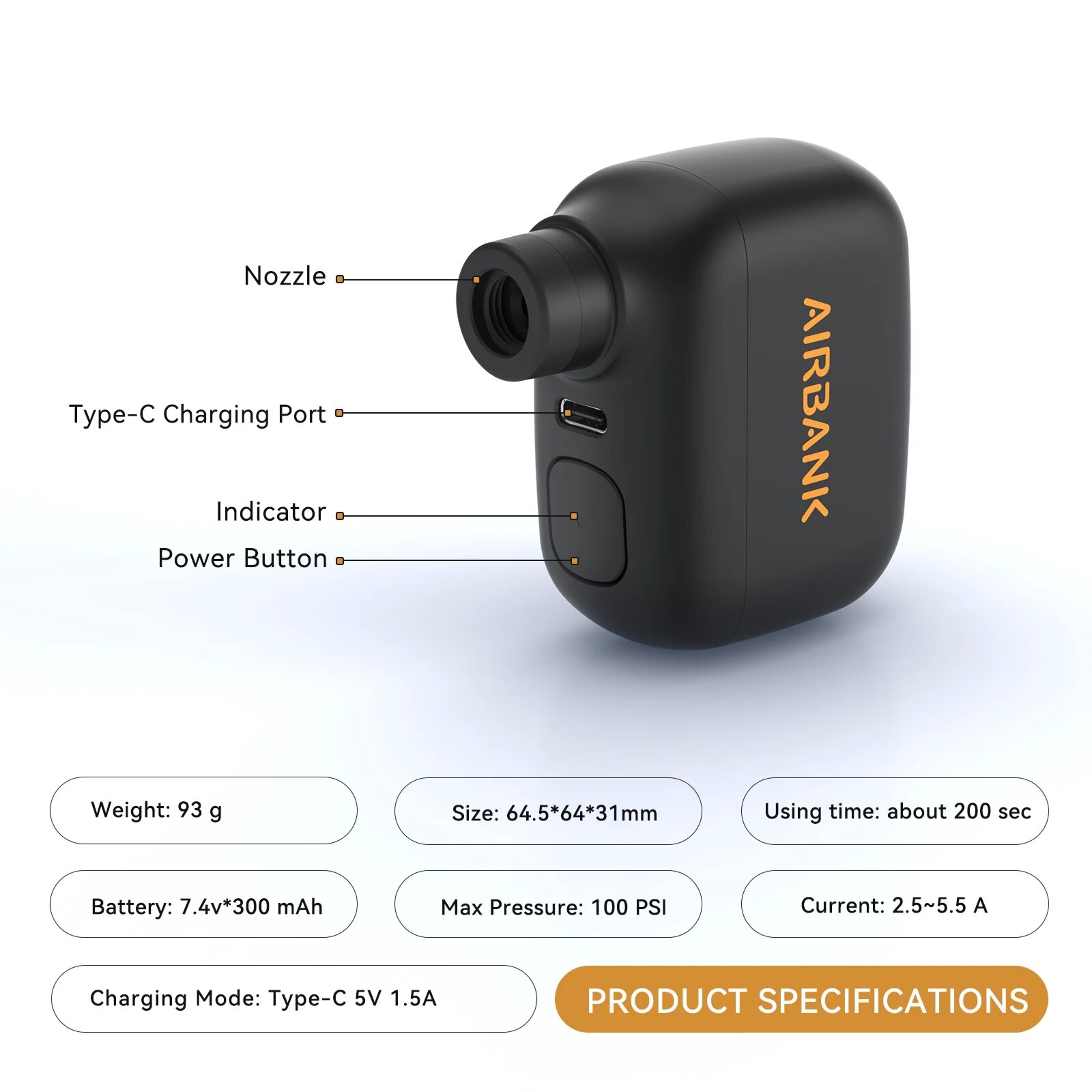 Rechargeable Mini Air Inflator Portable Bicycle Pump TypeC Bike Tire Pump For Schrader And Presta 4