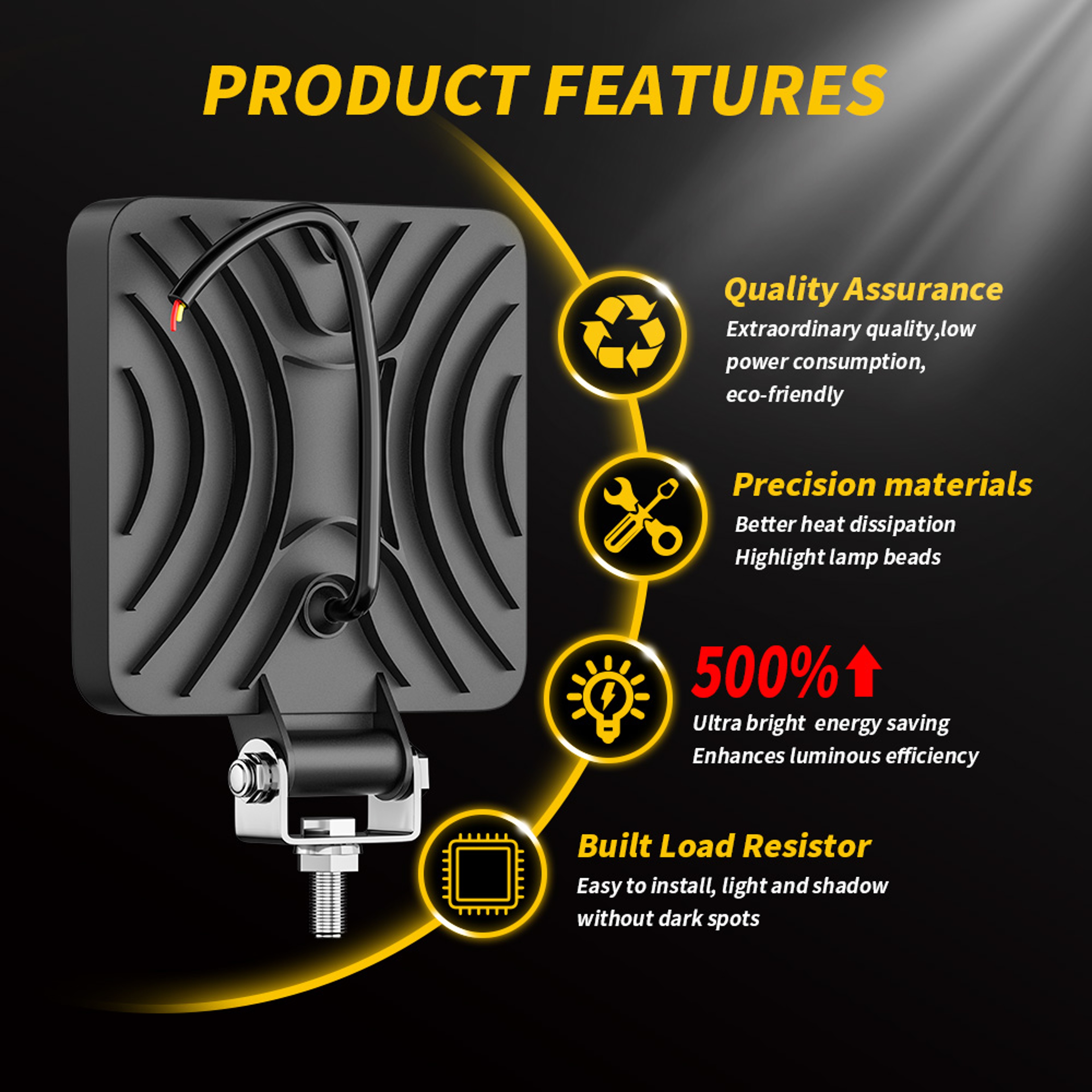 LED Work Light Headlight, Offroad LED Lightbar, Spotlight for Tractor Truck Fog Driving – view 4