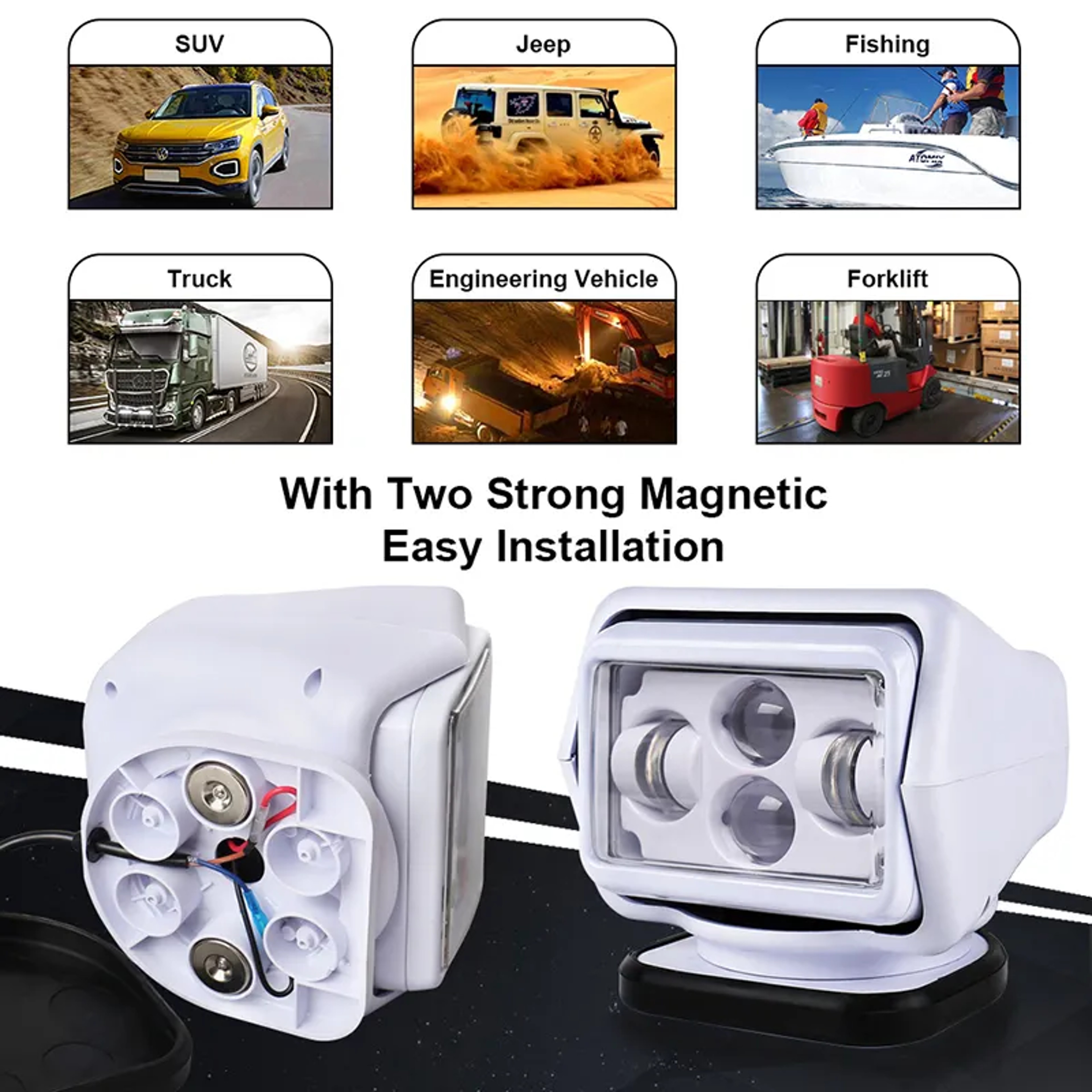 Wireless Spotlight LED Searchlight For OffRoad Boat Yacht Truck Tractor 2