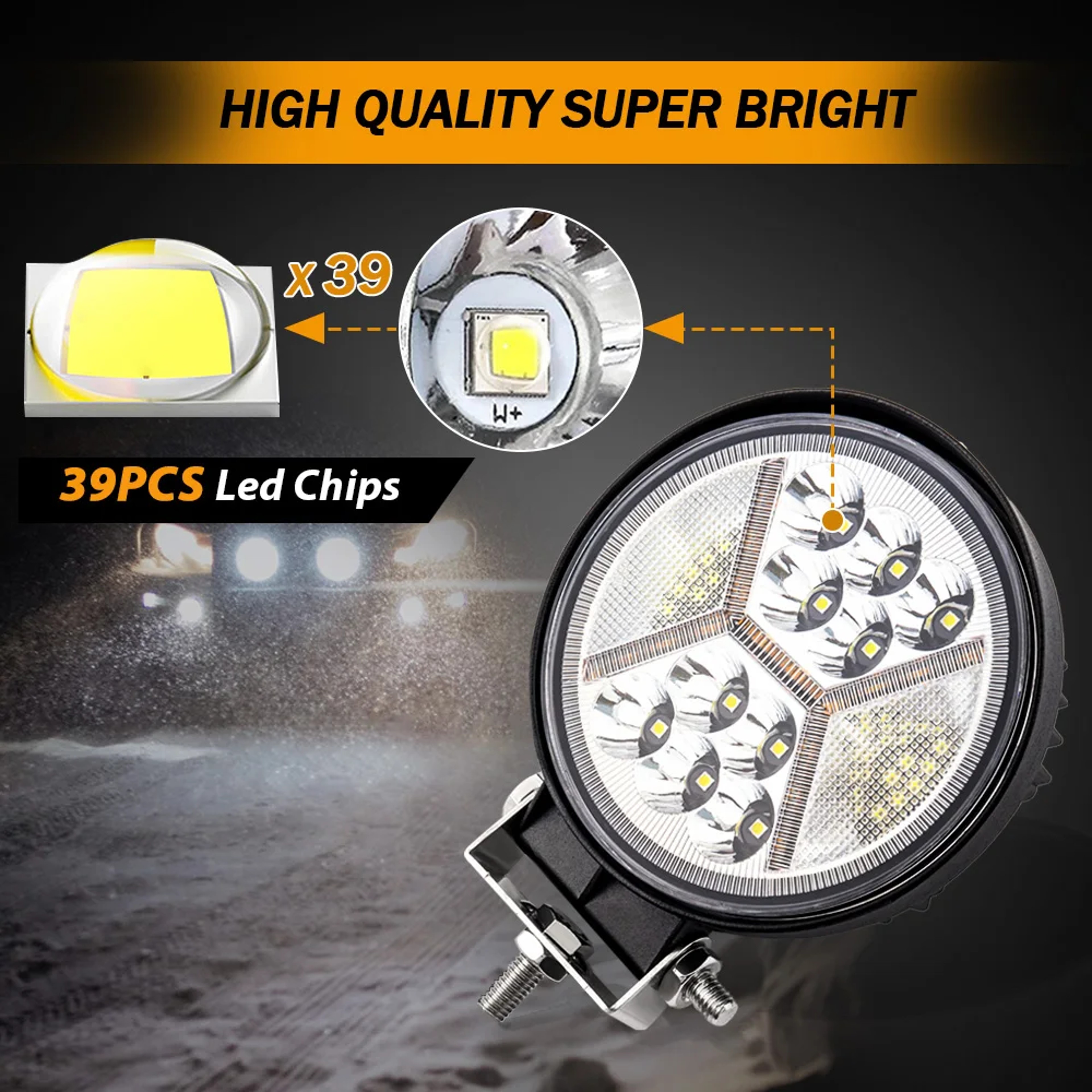 LED Round Work Light Flood Spot Beam For Truck Tractor SUV Offroad Fog Driving Lamp 2