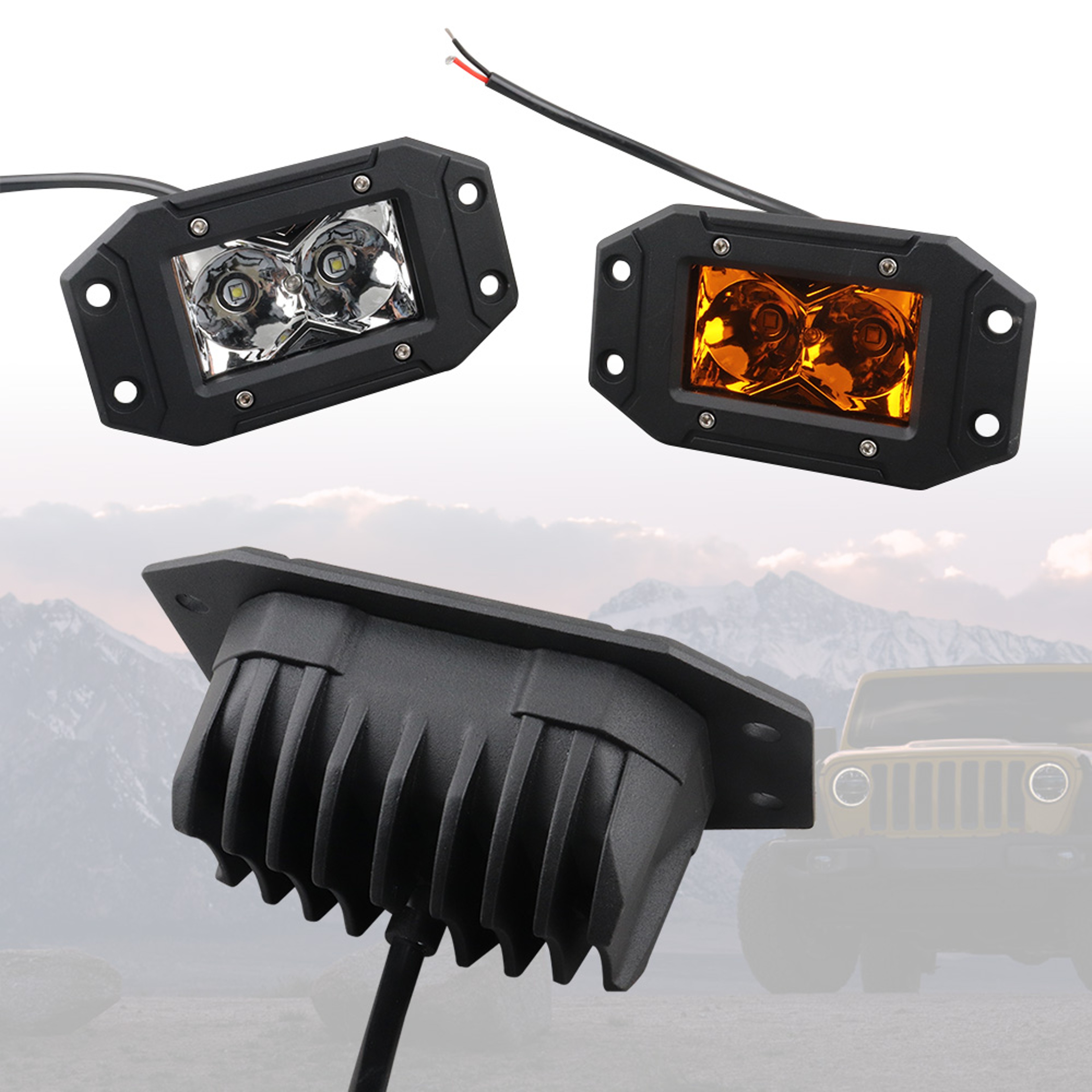 Offroad Led Fog Lights LED Flush Pods Work Light Flush Mount Yellow Spot Beam For Car Motorcycle AT 2