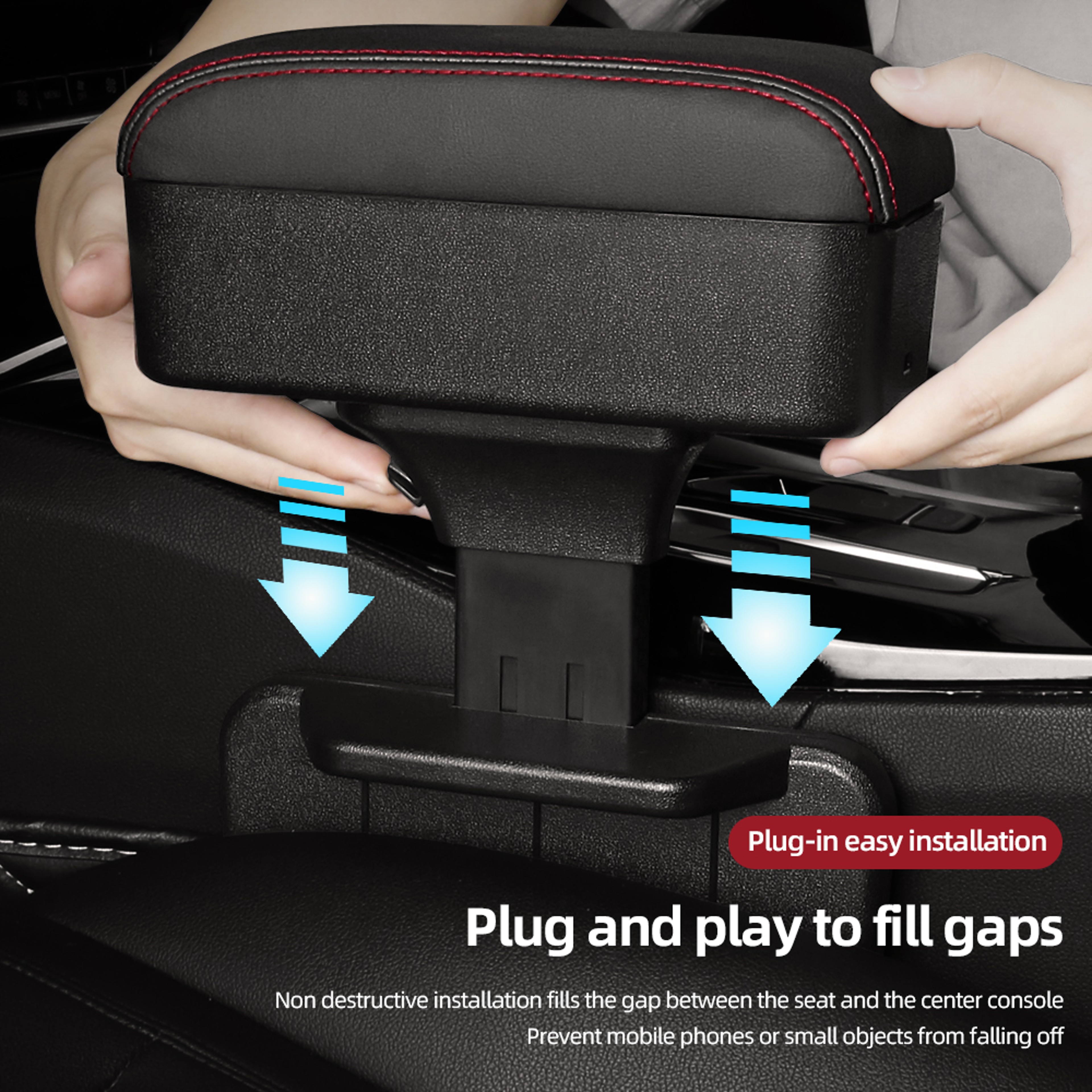 Car Center Console Gap Organizer Height Adjustable Liftable Tray Armrest Pad Elbow Support Storage  4