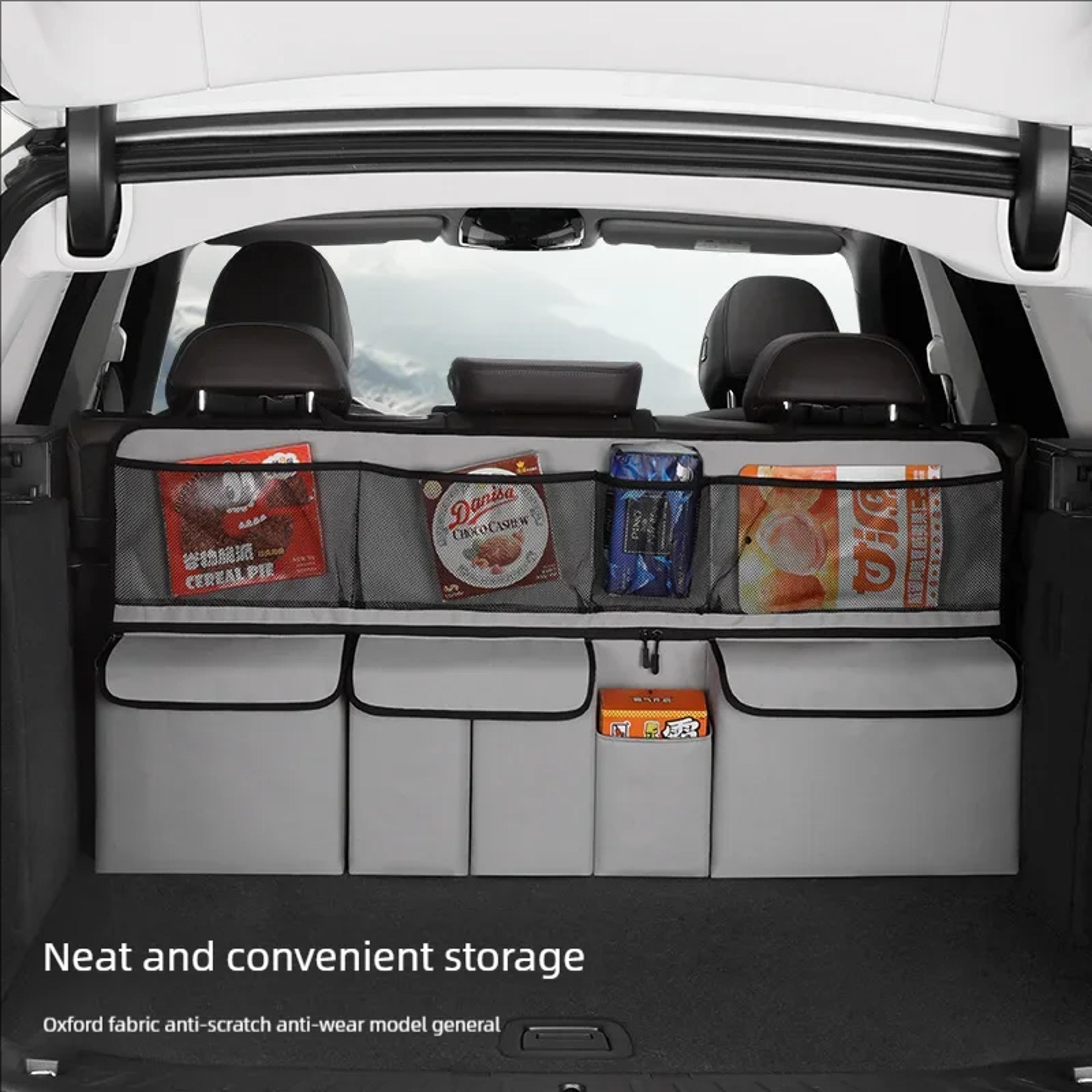 Car Seat Back Hanging Bag, Car Trunk Storage Organizer, Multi Functional Mesh Bag for Vehicle Interior – view 2
