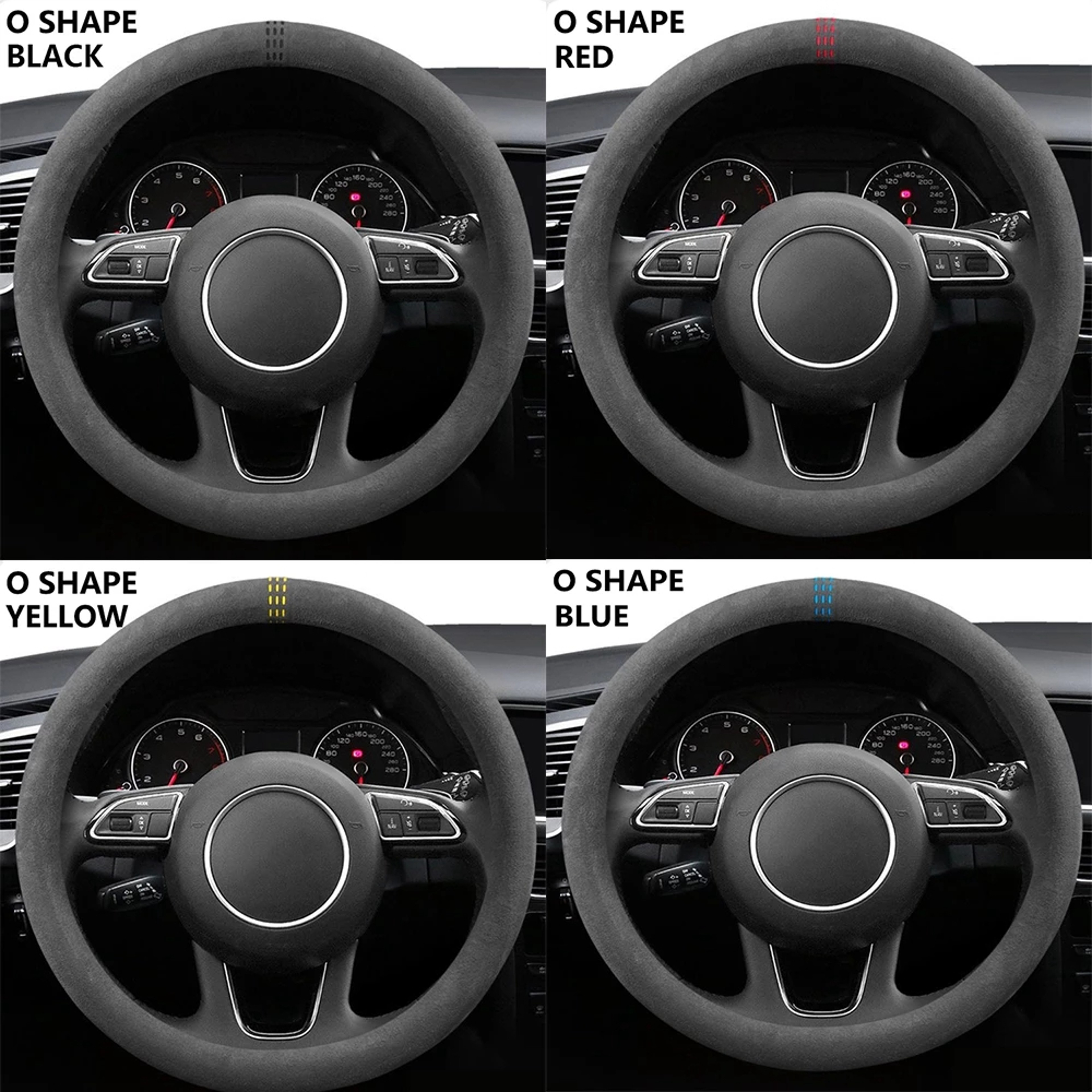 Universal Cowhide Suede Steering Wheel Cover Breathable 3738cm Car Wrap Premium Car Accessory 4
