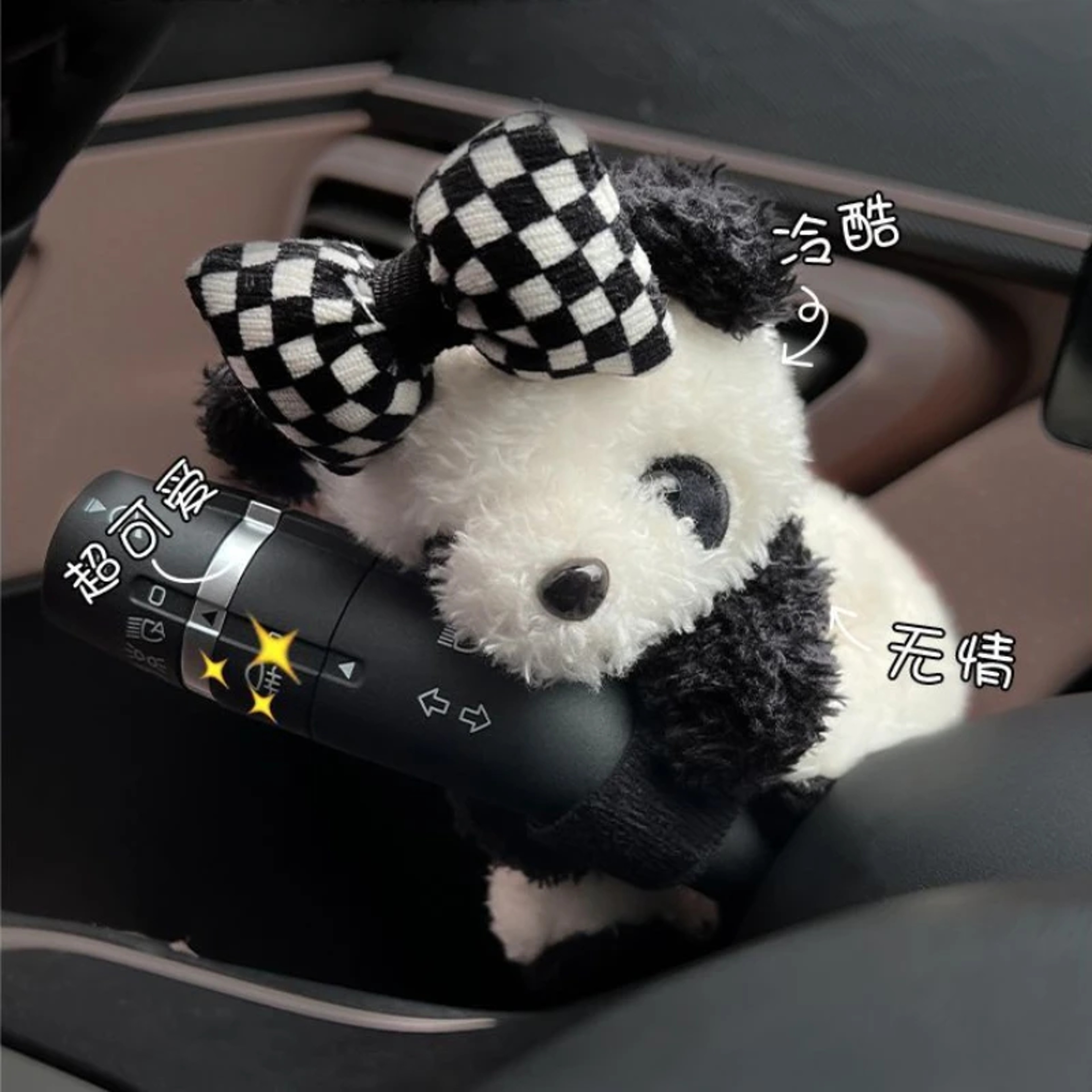 Funny Cartoon Panda Car Doll, Soft Gear Shift Knob Cover, Anti-Skid Dashboard Ornament for Automotive Decor – view 6