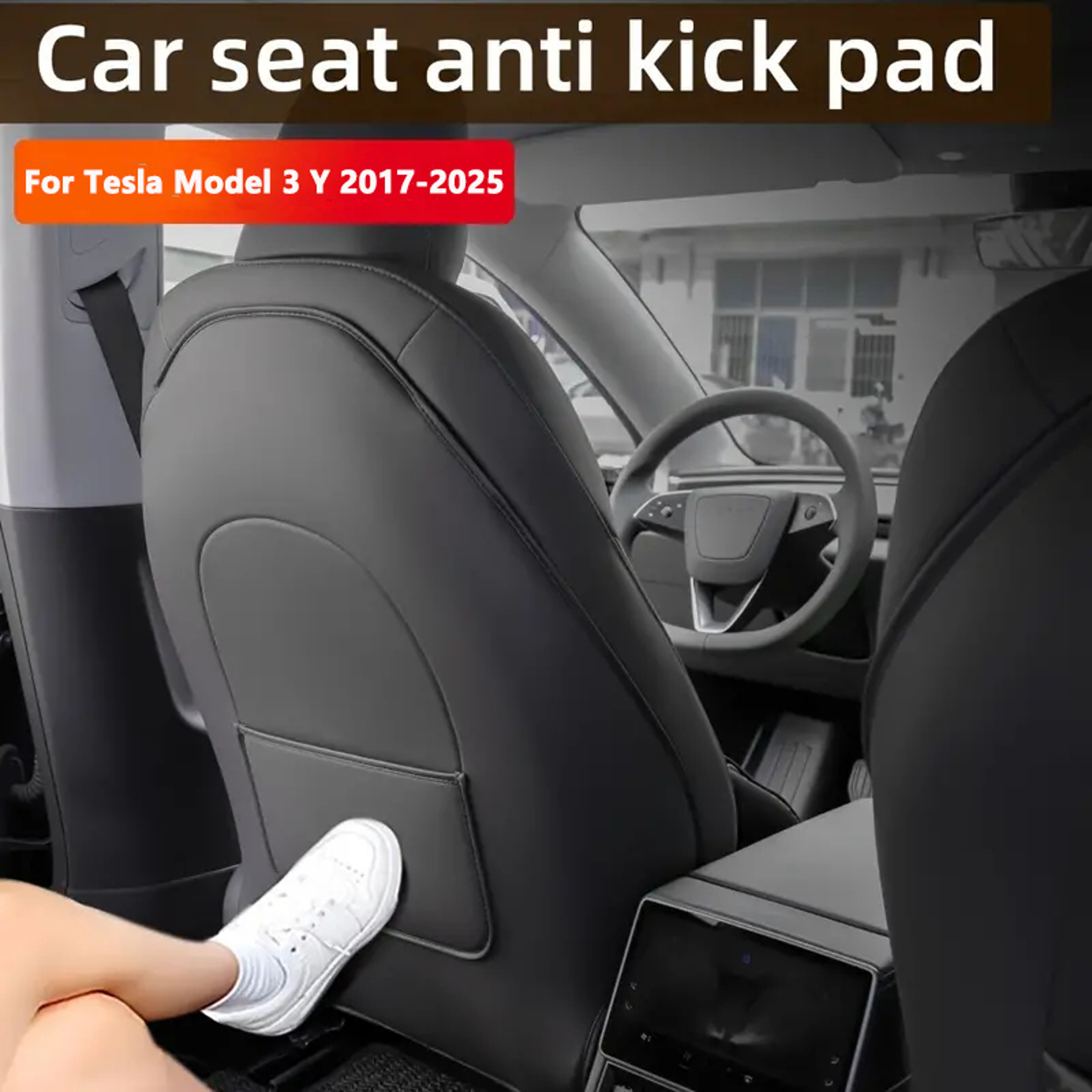 Leather Car Seat Back Protector for Tesla Y, Anti Kick Mat, Full Seat Cover Anti Scratch Pad, Premium Car Interior – view 1