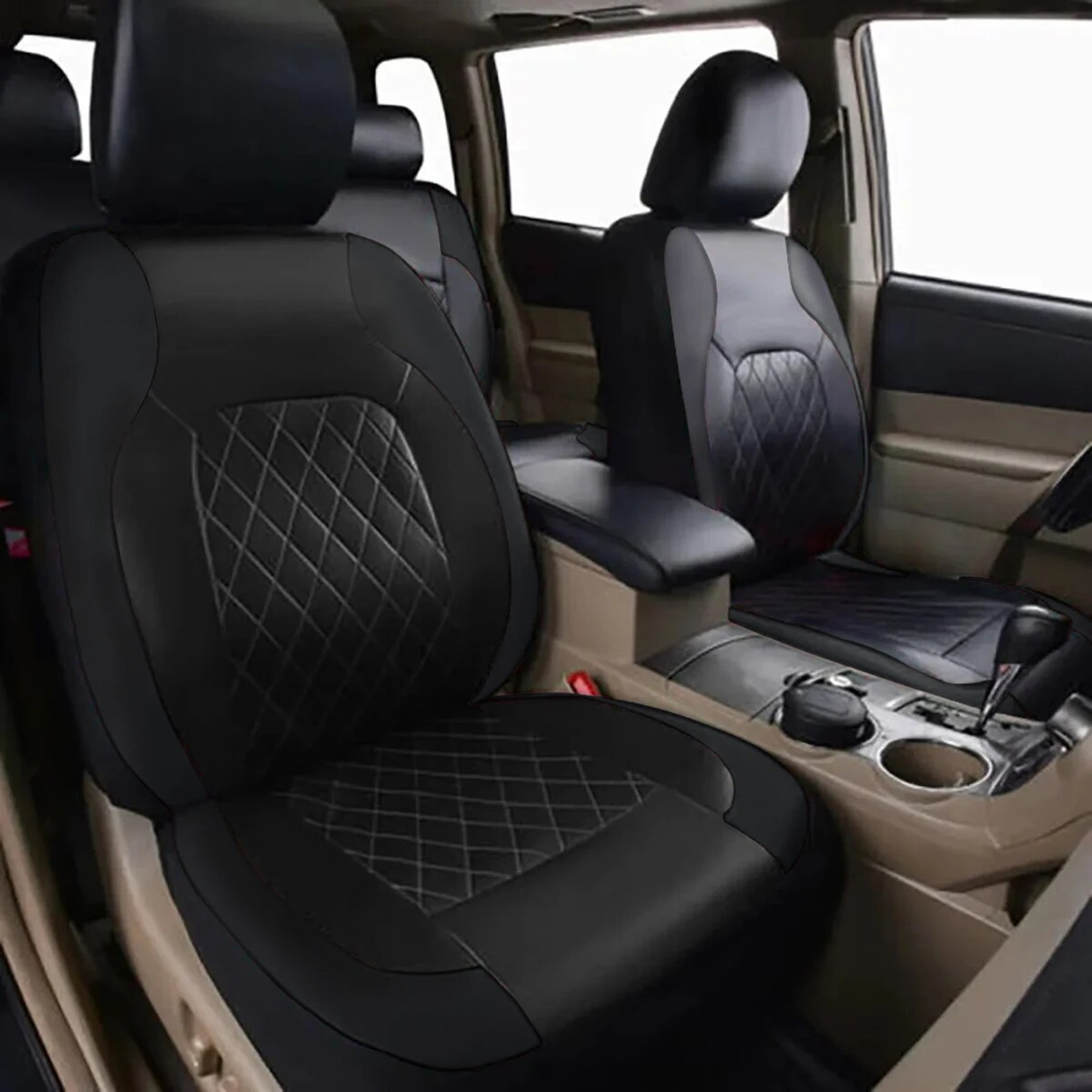PU Leather Car Seat Cover All Season Quilted Full Surround Protector Universal Waterproof Fit 1