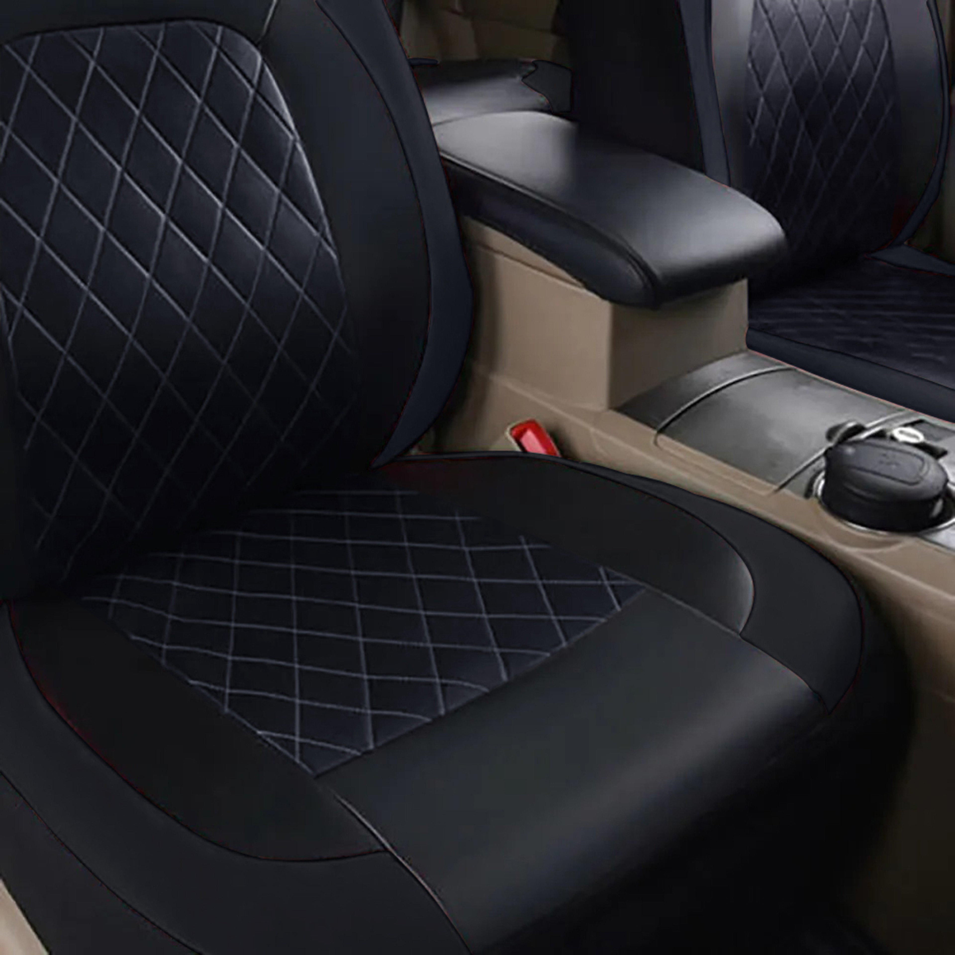 PU Leather Car Seat Cover All Season Quilted Full Surround Protector Universal Waterproof Fit 4