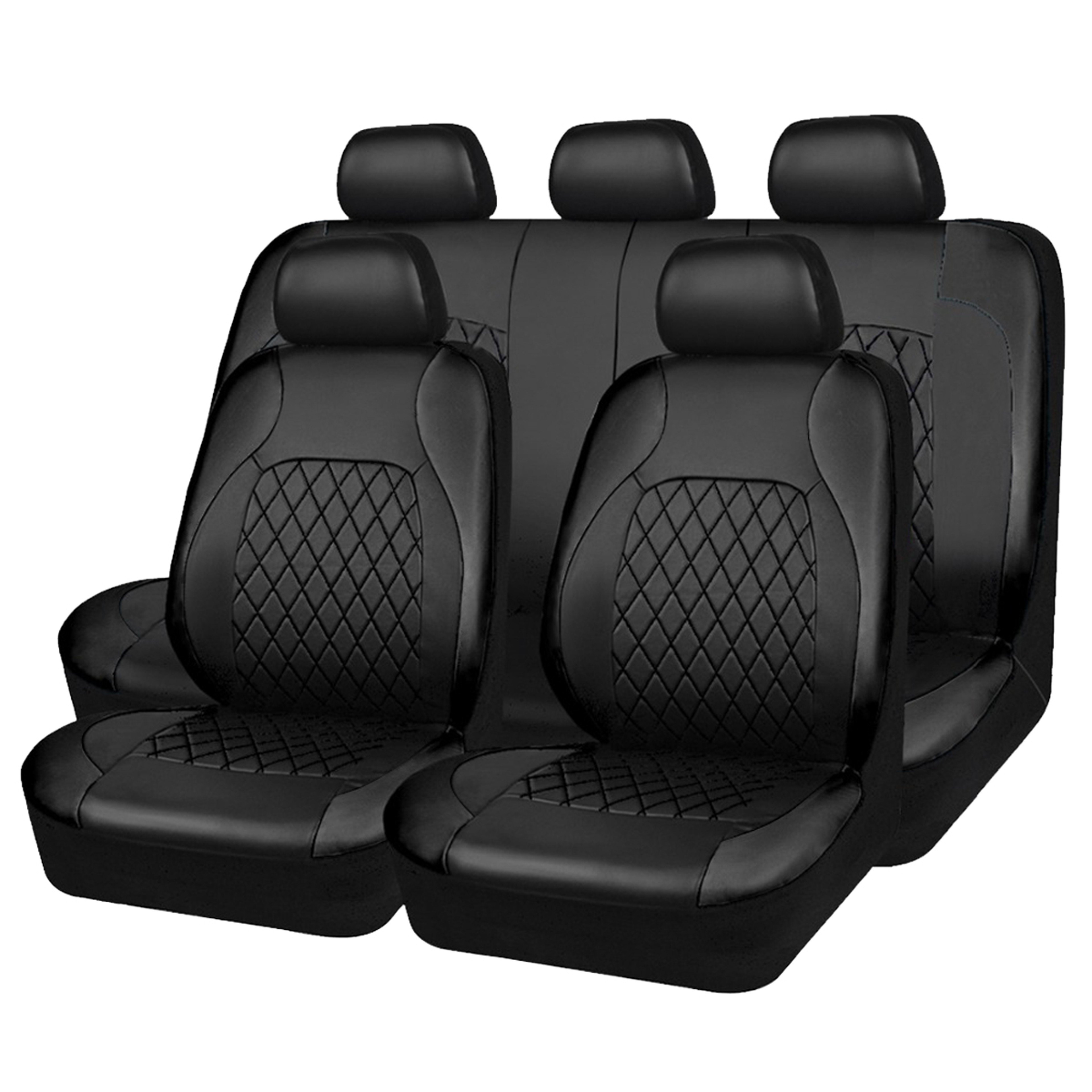 PU Leather Car Seat Cover All Season Quilted Full Surround Protector Universal Waterproof Fit 6