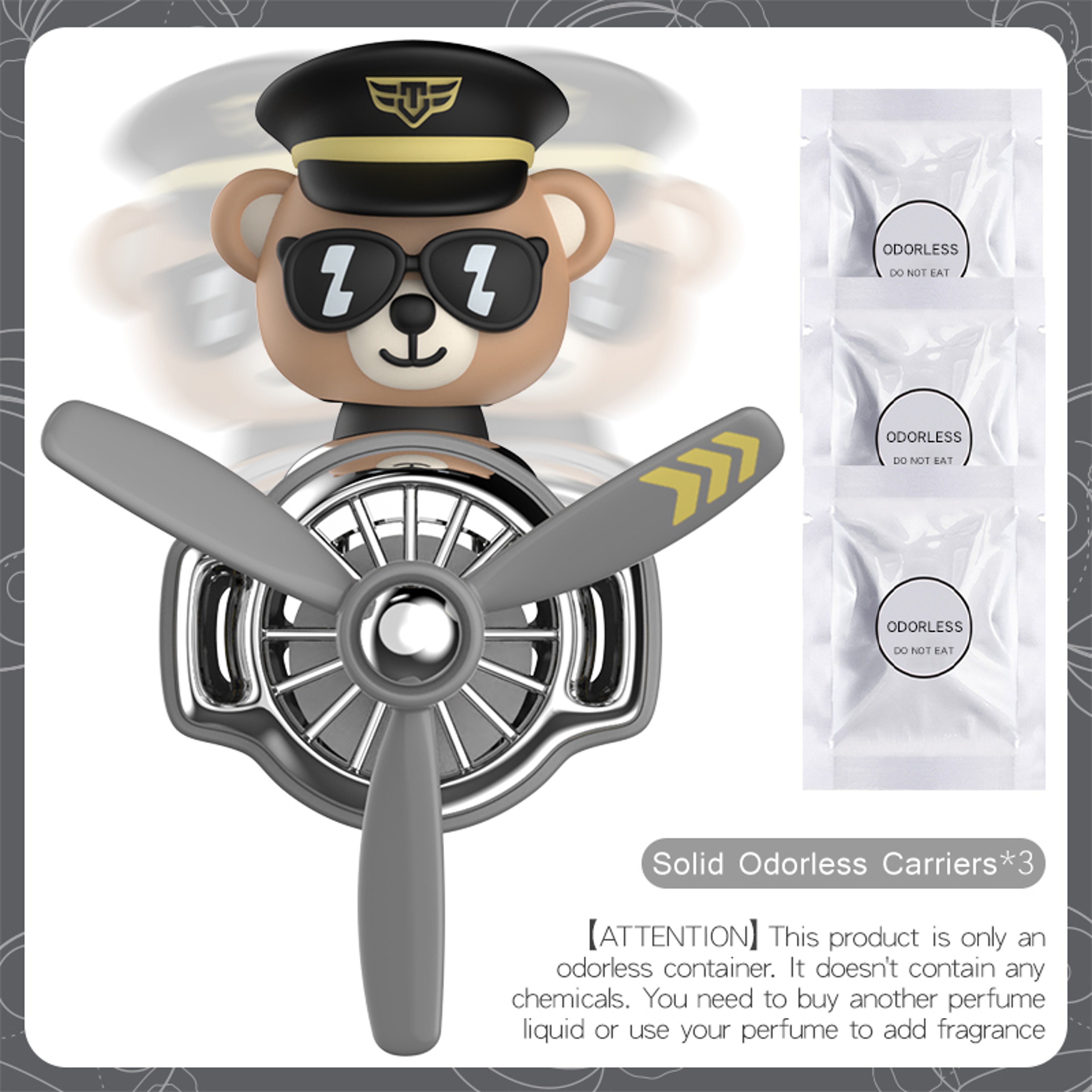 Car Air Freshener Accessories DIY Odorless Perfume Pilot Bear Decoration Plane Aroma Vent Clip Frag 6