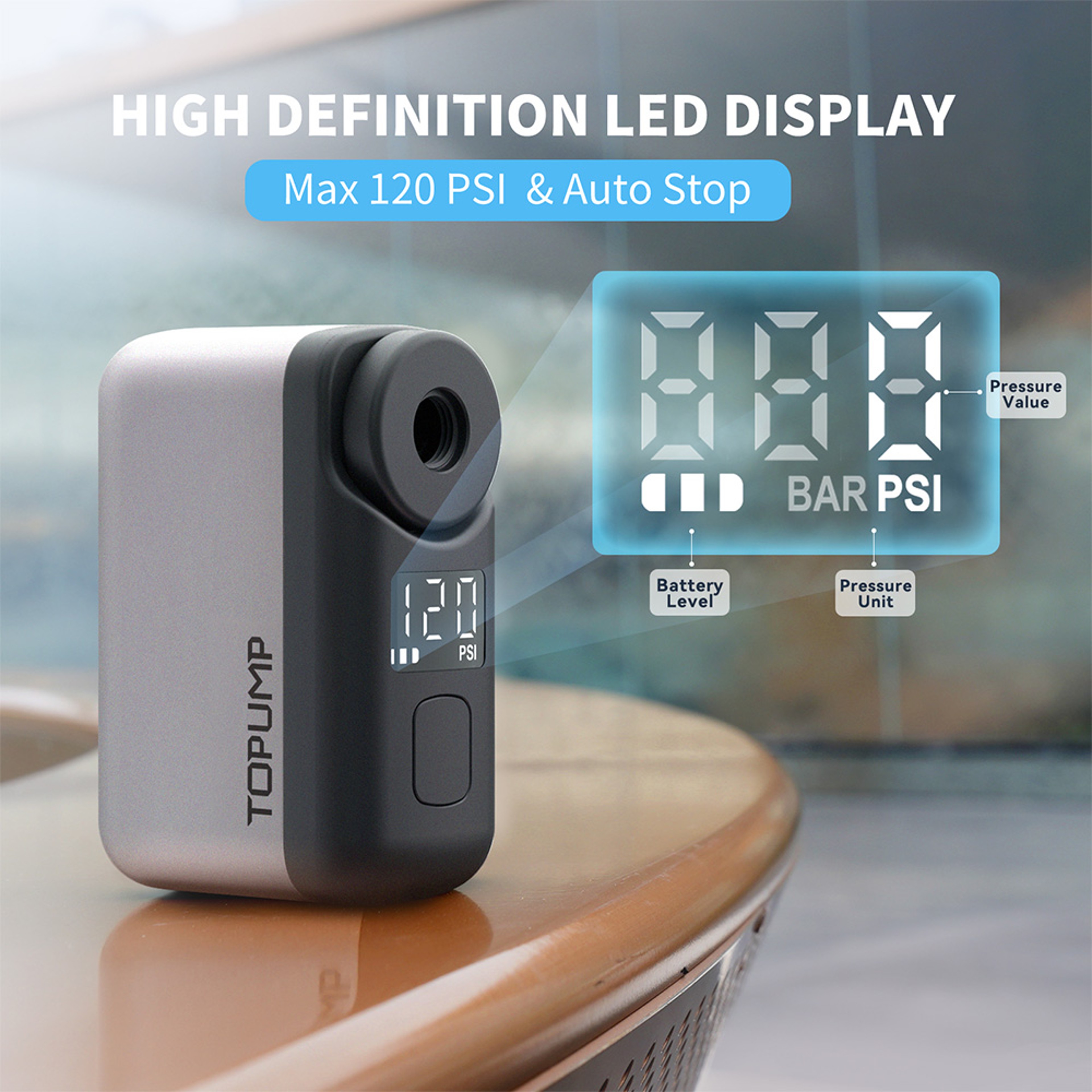 Cordless Tire Inflator For Bike PRO Mini Portable Electric Pump Max 450mAh Battery Digital Screen F 3