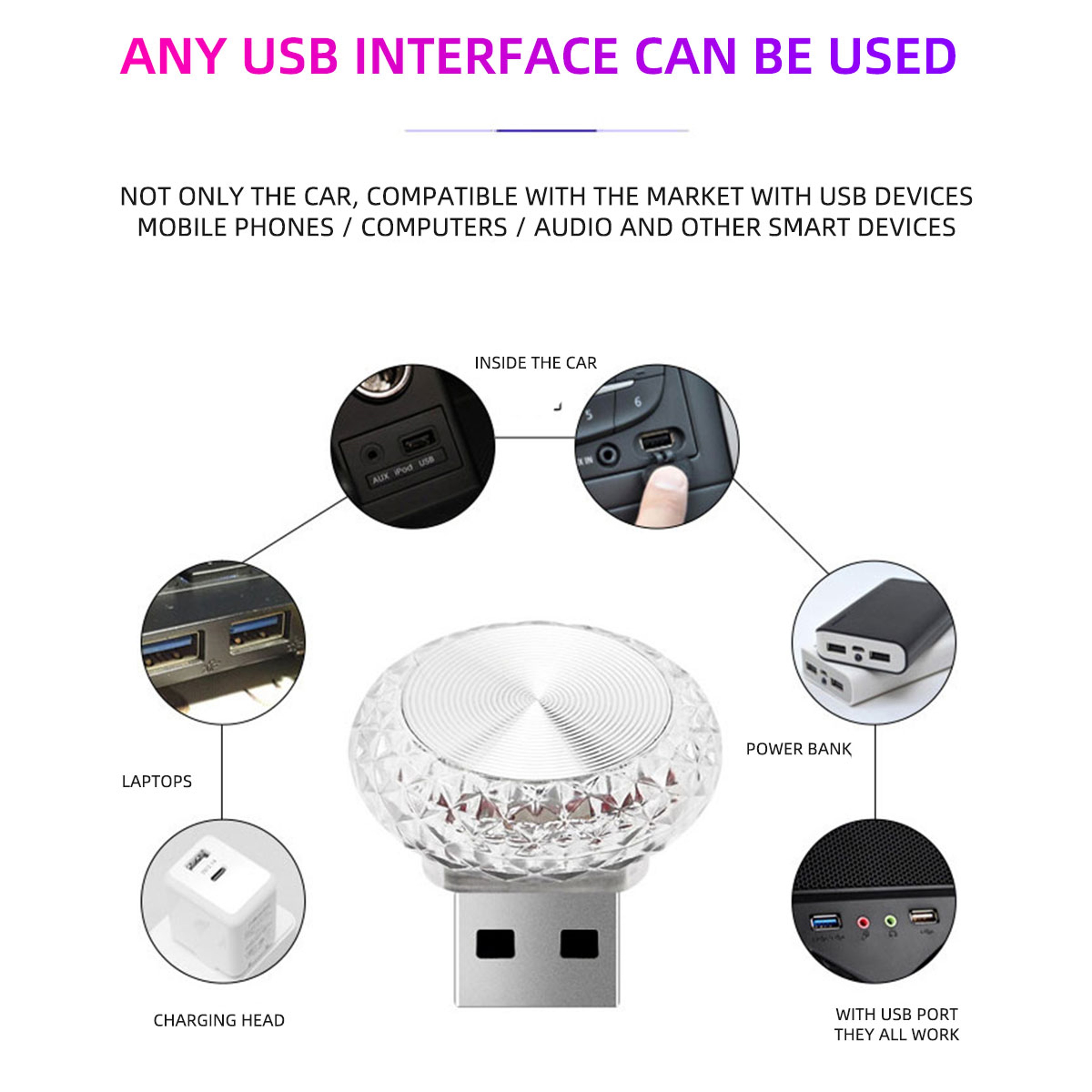 USB Mini LED Ambient Light Colorful Car Interior Lamp Computer Atmosphere Light Portable Plug And P 5