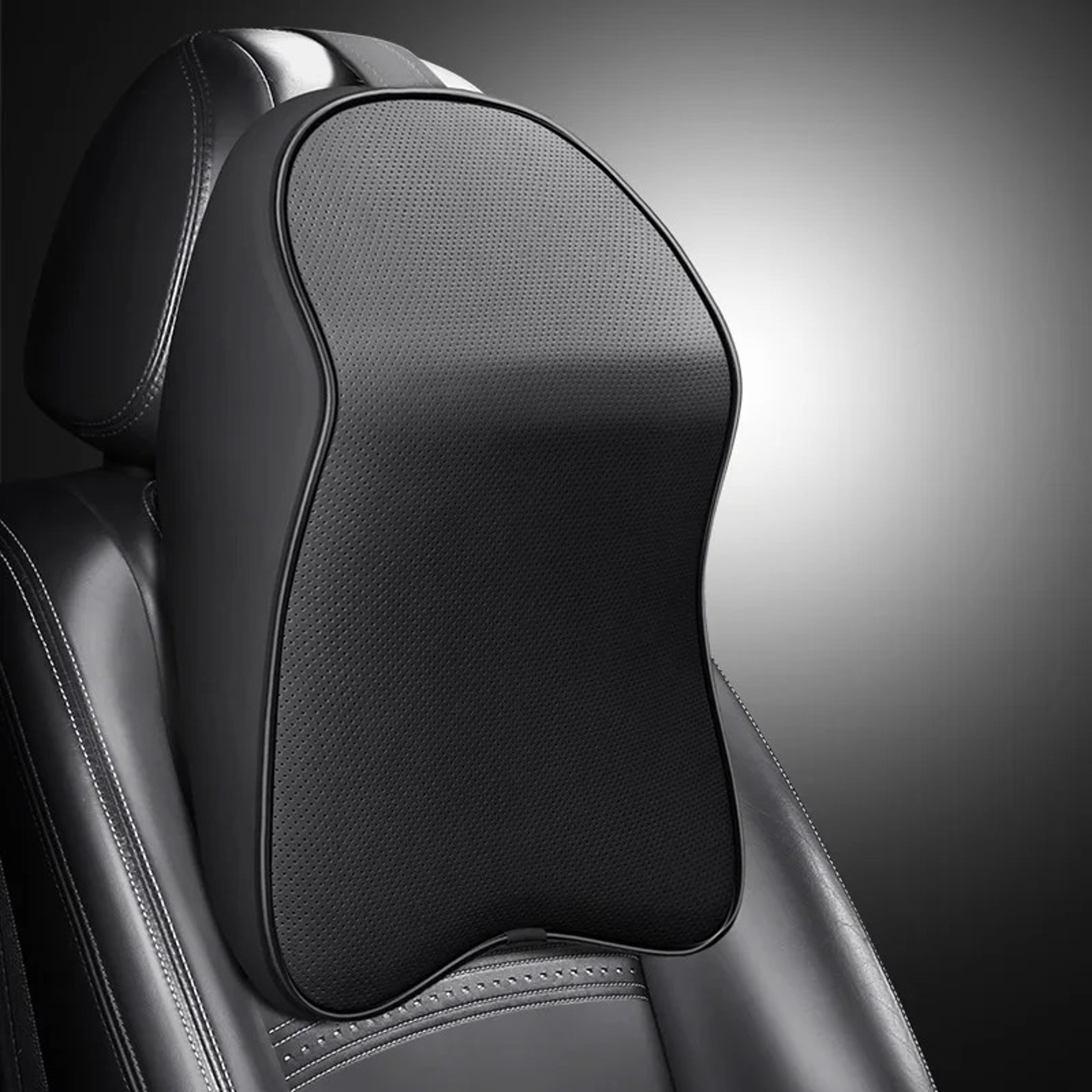 Memory Foam Car Neck Pillow Nappa PU Leather Headrest Cushion For Travel And Driving Comfort 0