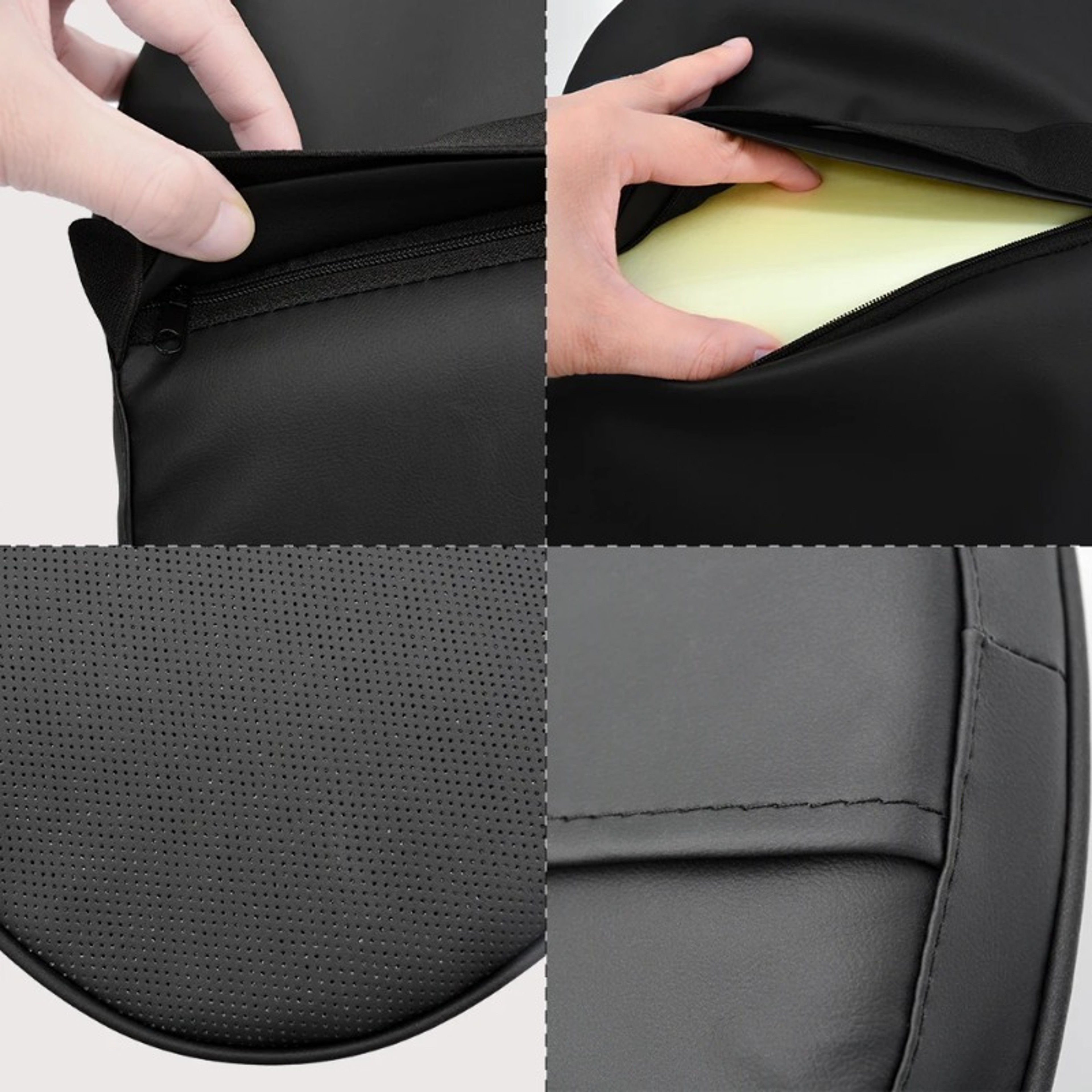 Memory Foam Car Neck Pillow Nappa PU Leather Headrest Cushion For Travel And Driving Comfort 3