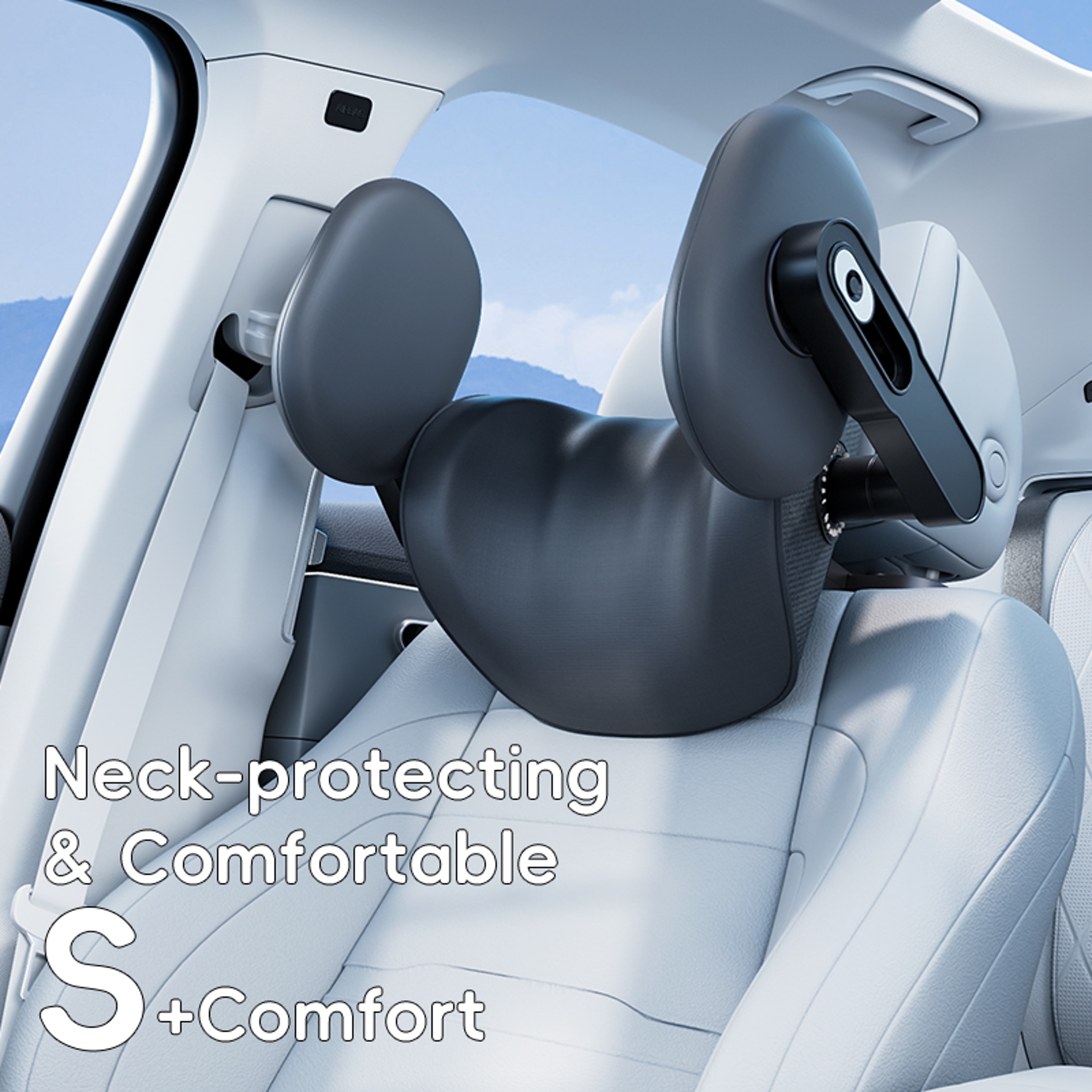 Car Headrest Pillow With Memory Foam Neck Support And Way Adjustable Side Wings 1