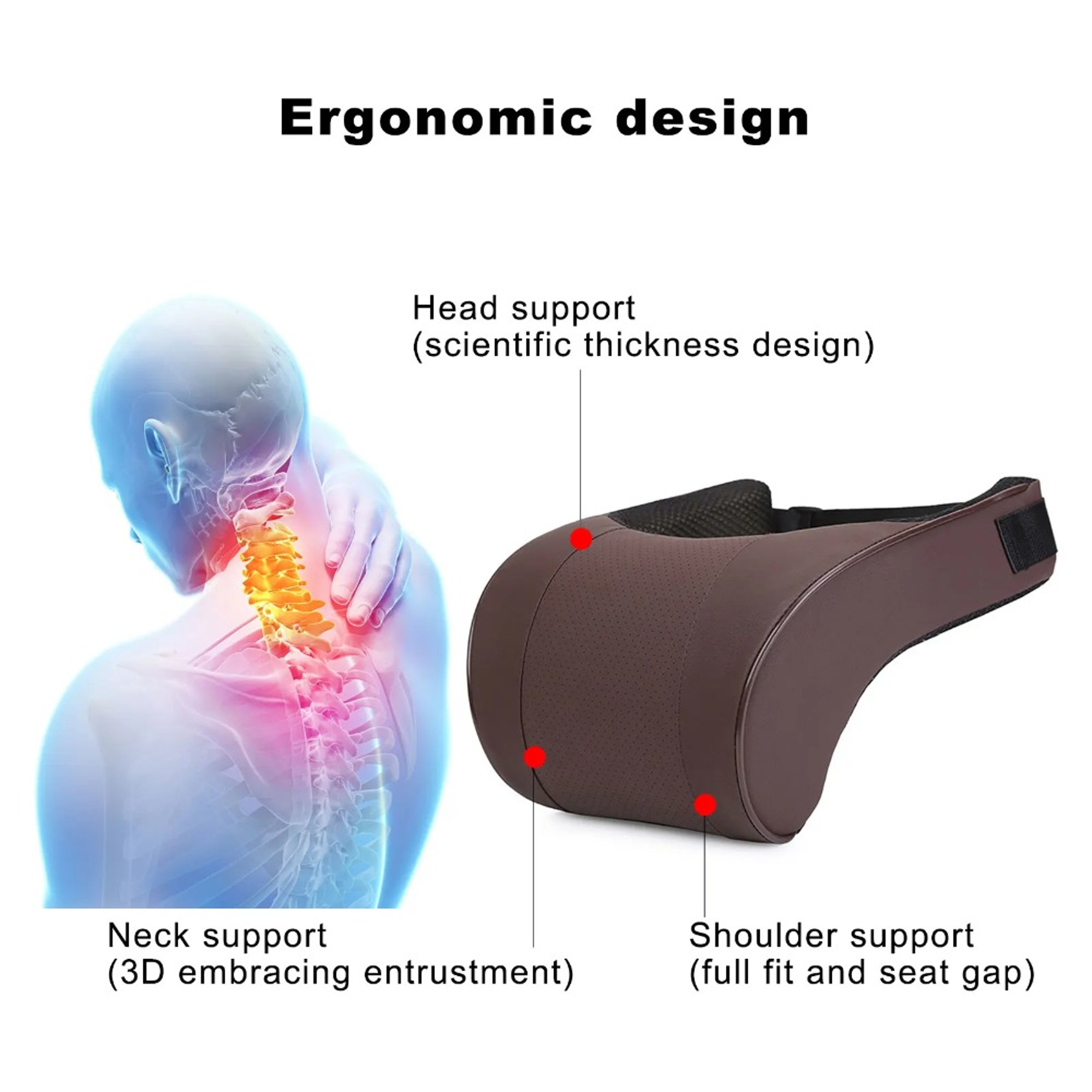 Memory Foam Car Neck Pillow PU Leather Car Headrest Cushion For Comfortable Driving Support 2