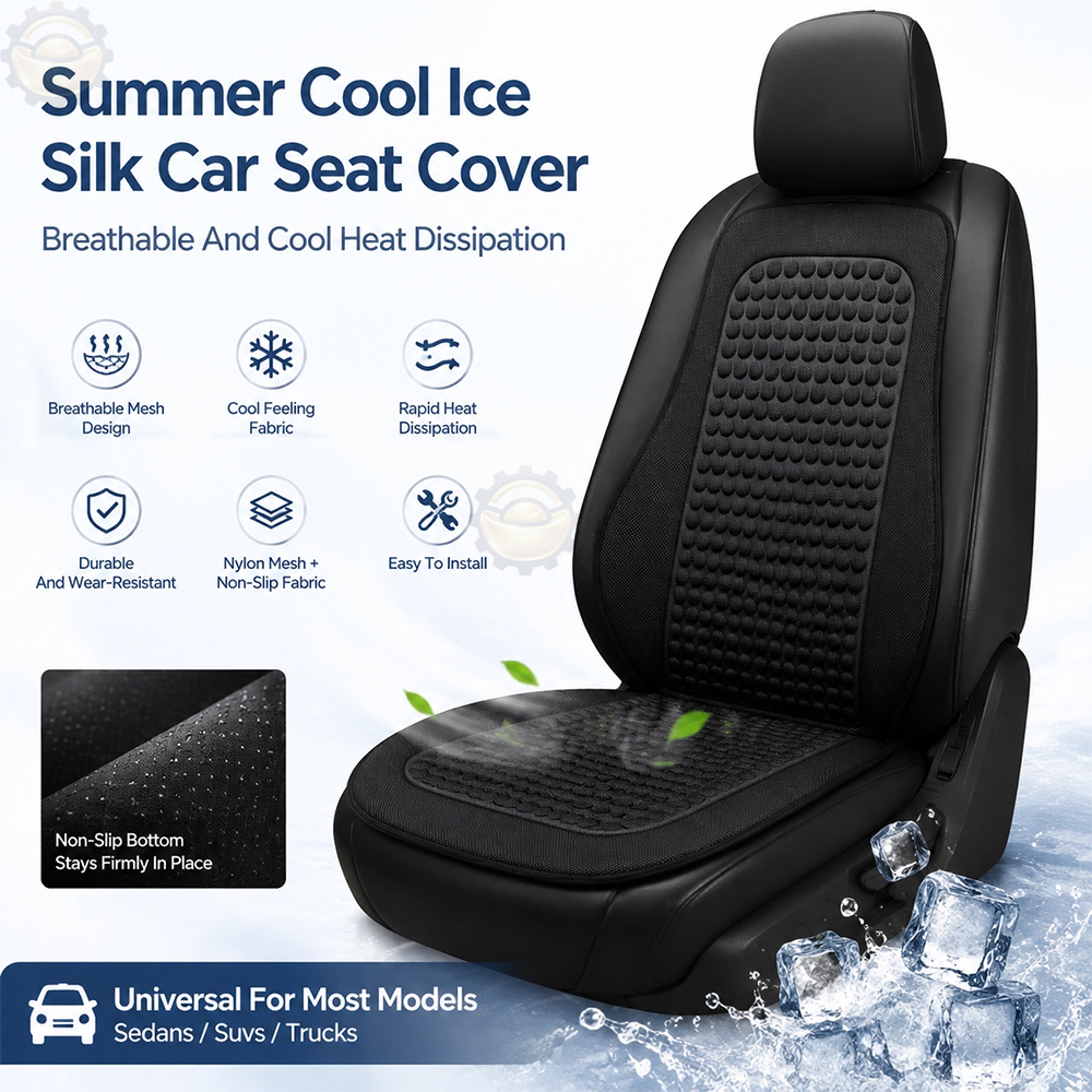 Cooling Car Seat Cushion Breathable Universal Seat Cover Pad With Massage Texture For Cars SUVs And 1