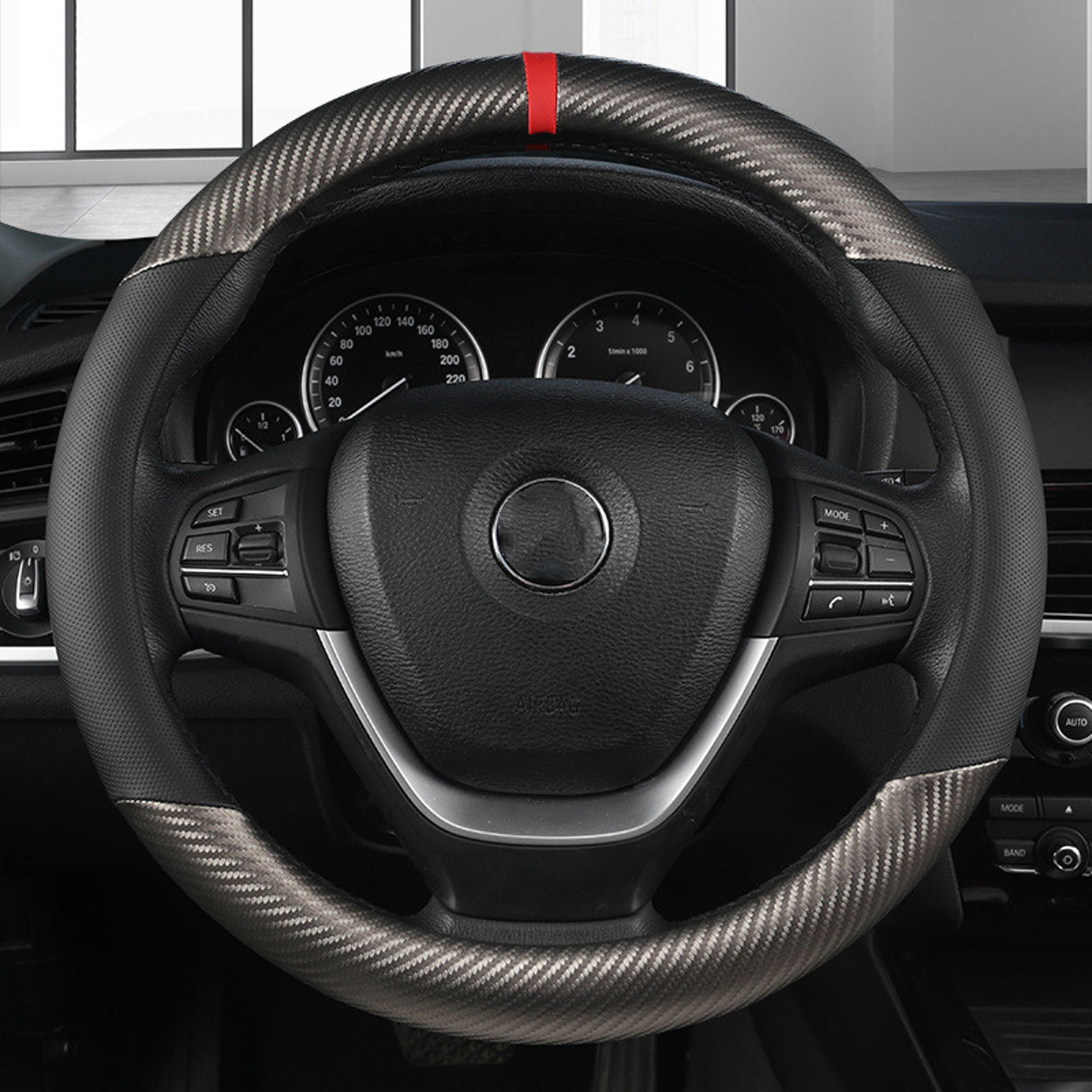 Universal D Shape Steering Wheel Cover Breathable Anti Slip Grip For Car Steering Wheels 4