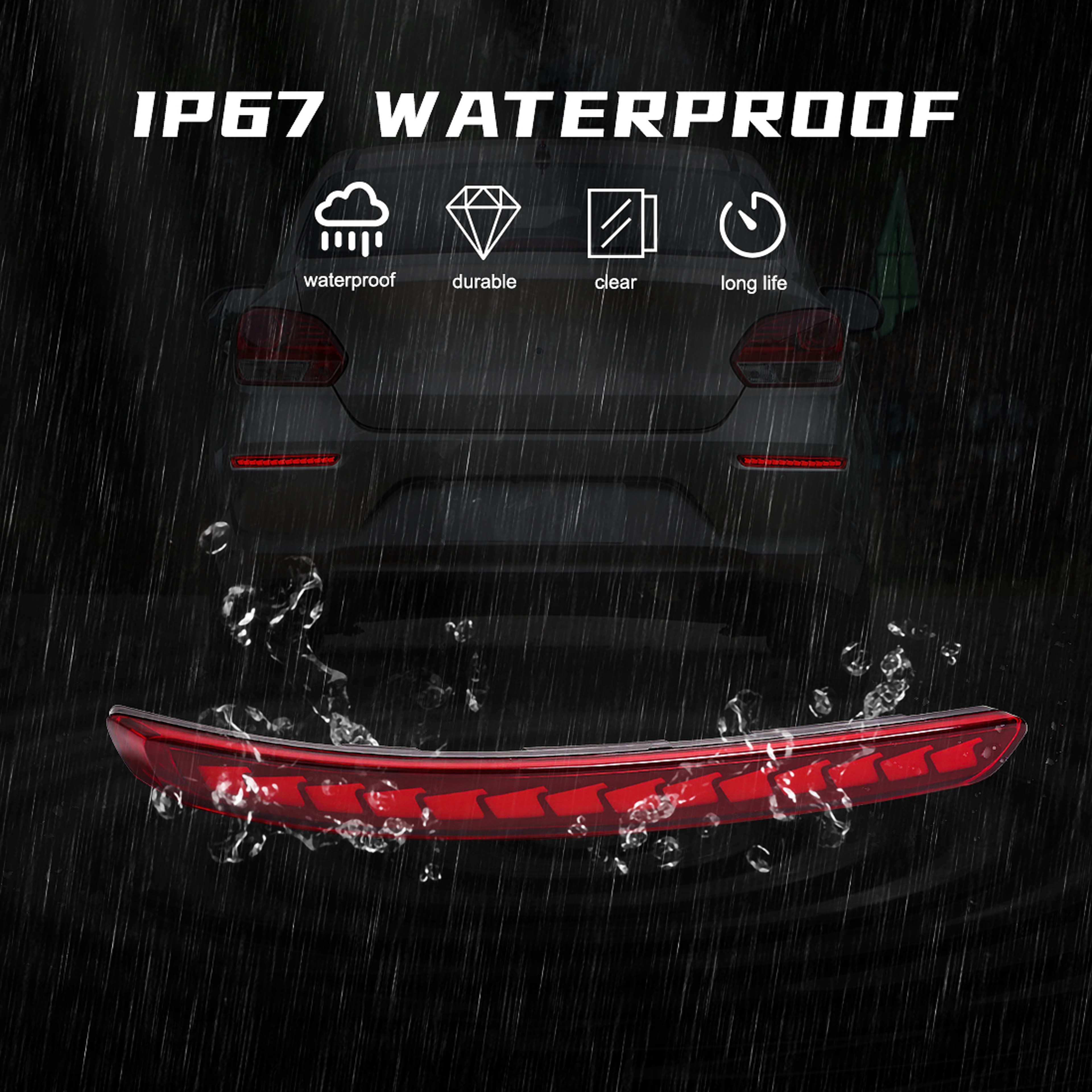 Kia Pegas LED Rear Bumper Lights with Dynamic Turn Signal & Brake Reflector – view 4