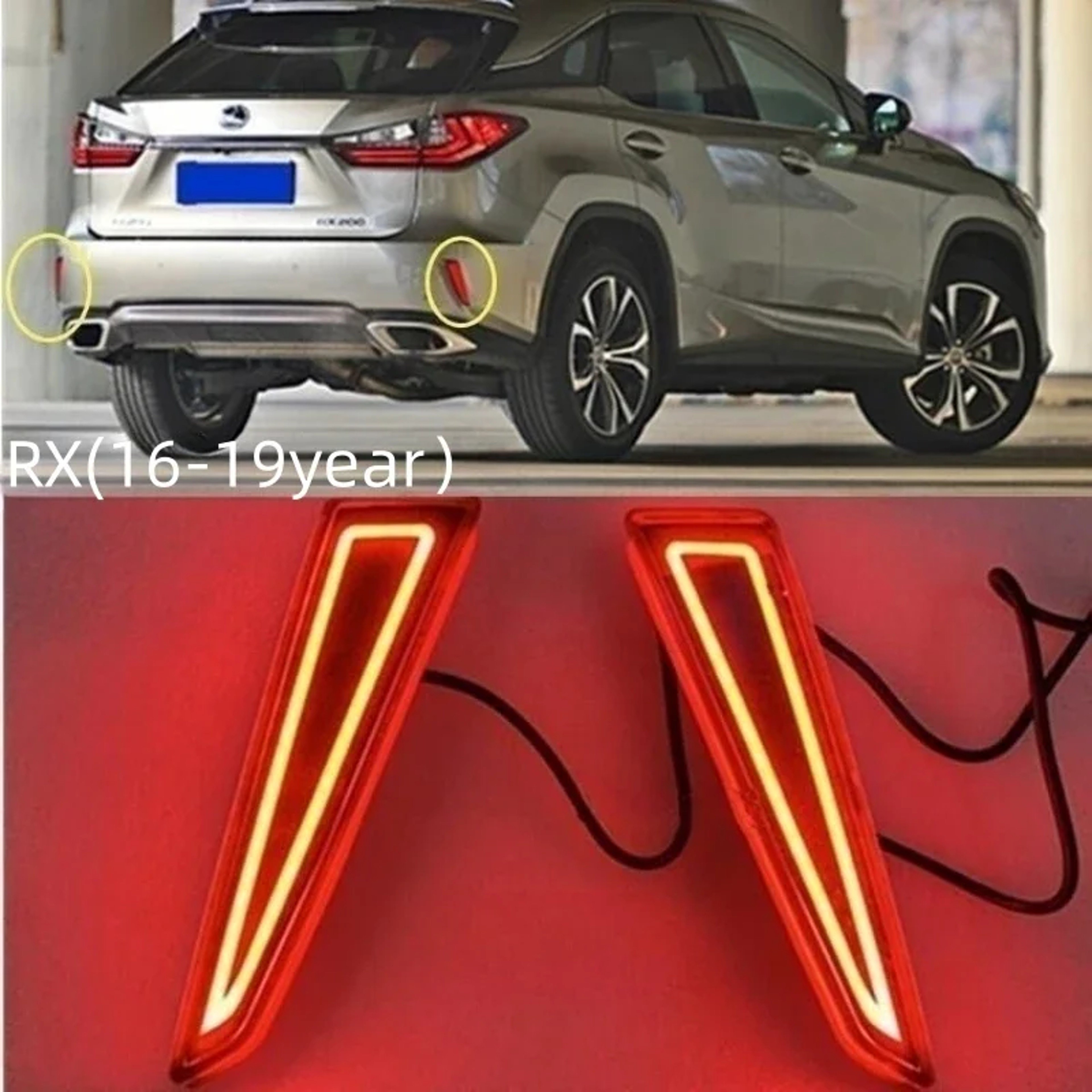 LED Lexus RX Rear Bumper Reflector Brake Light Replacement 2