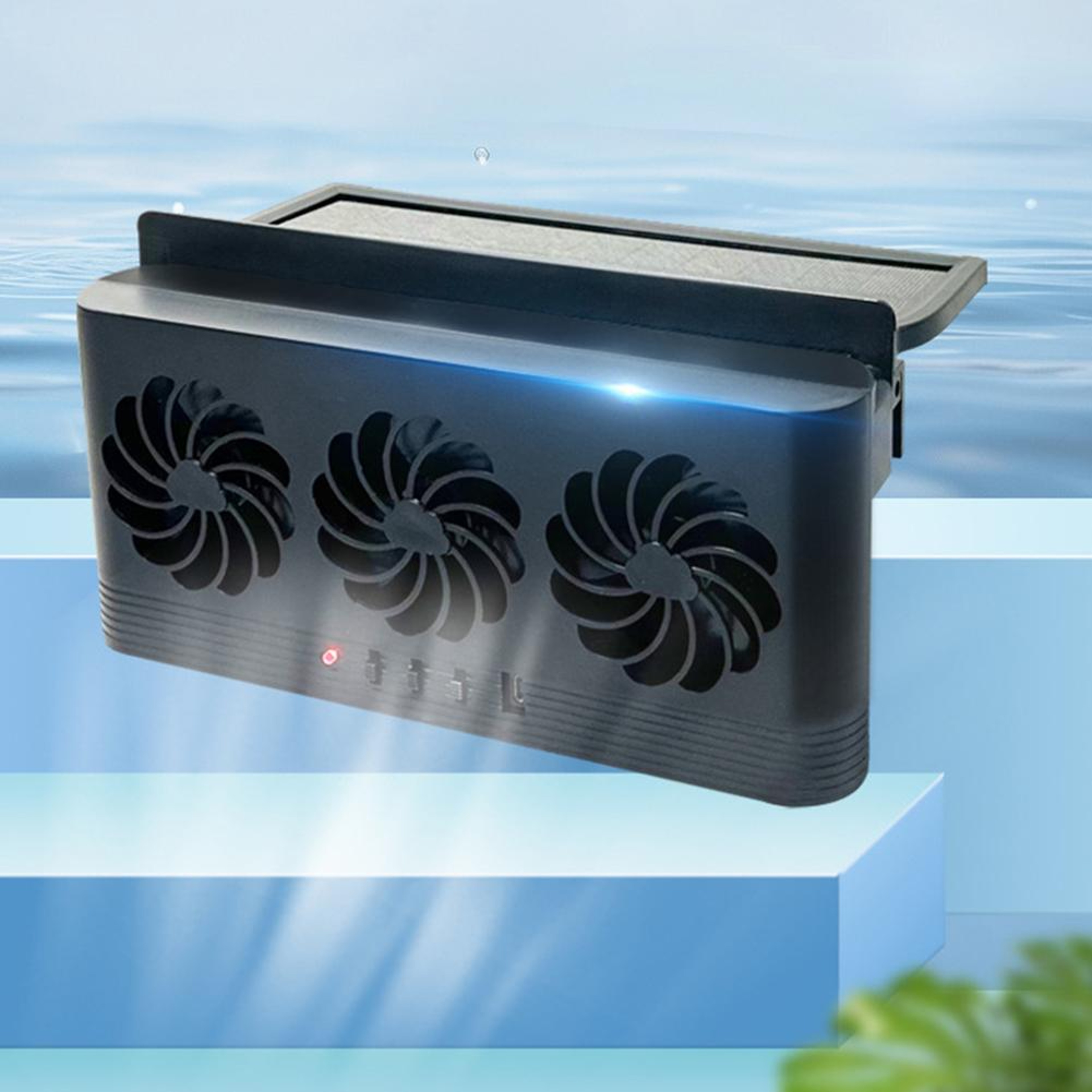 Solar Powered Car Fan Window Exhaust Ventilator USB Rechargeable Car Cooler Fan – view 2
