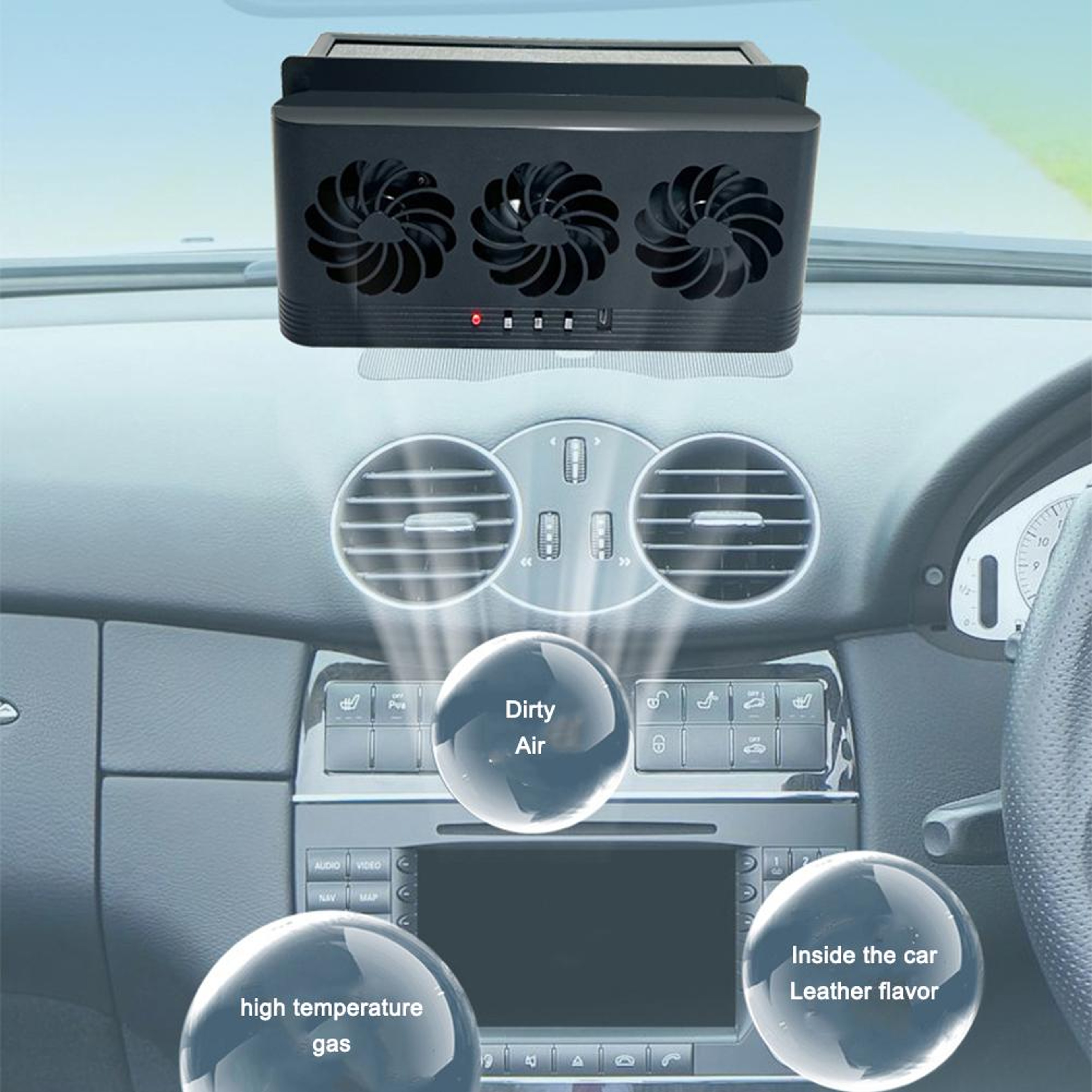 Solar Powered Car Fan Window Exhaust Ventilator USB Rechargeable Car Cooler Fan – view 4