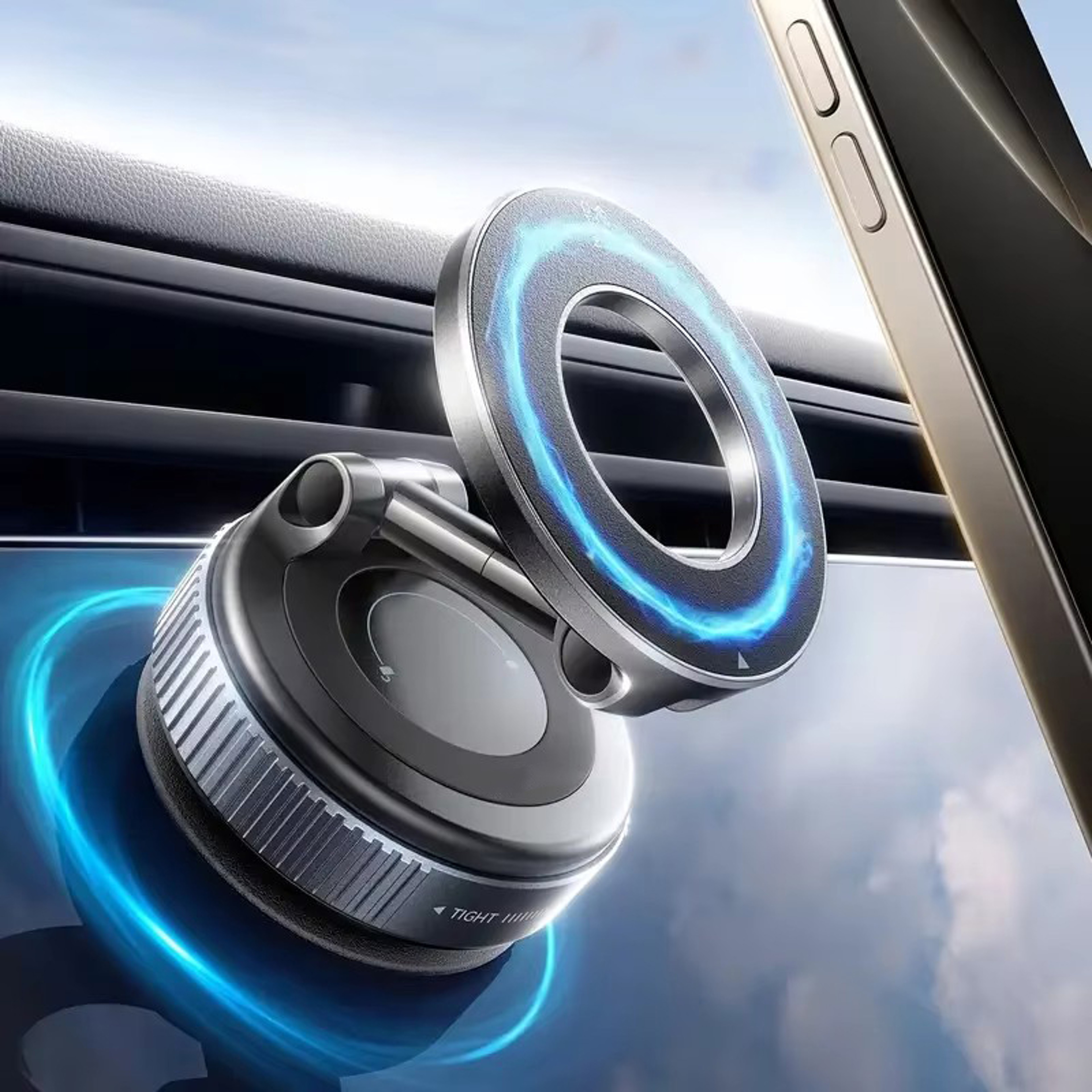 Magnetic Car Phone Holder with Vacuum Suction Adjustable Foldable Car Phone Mount – view 1