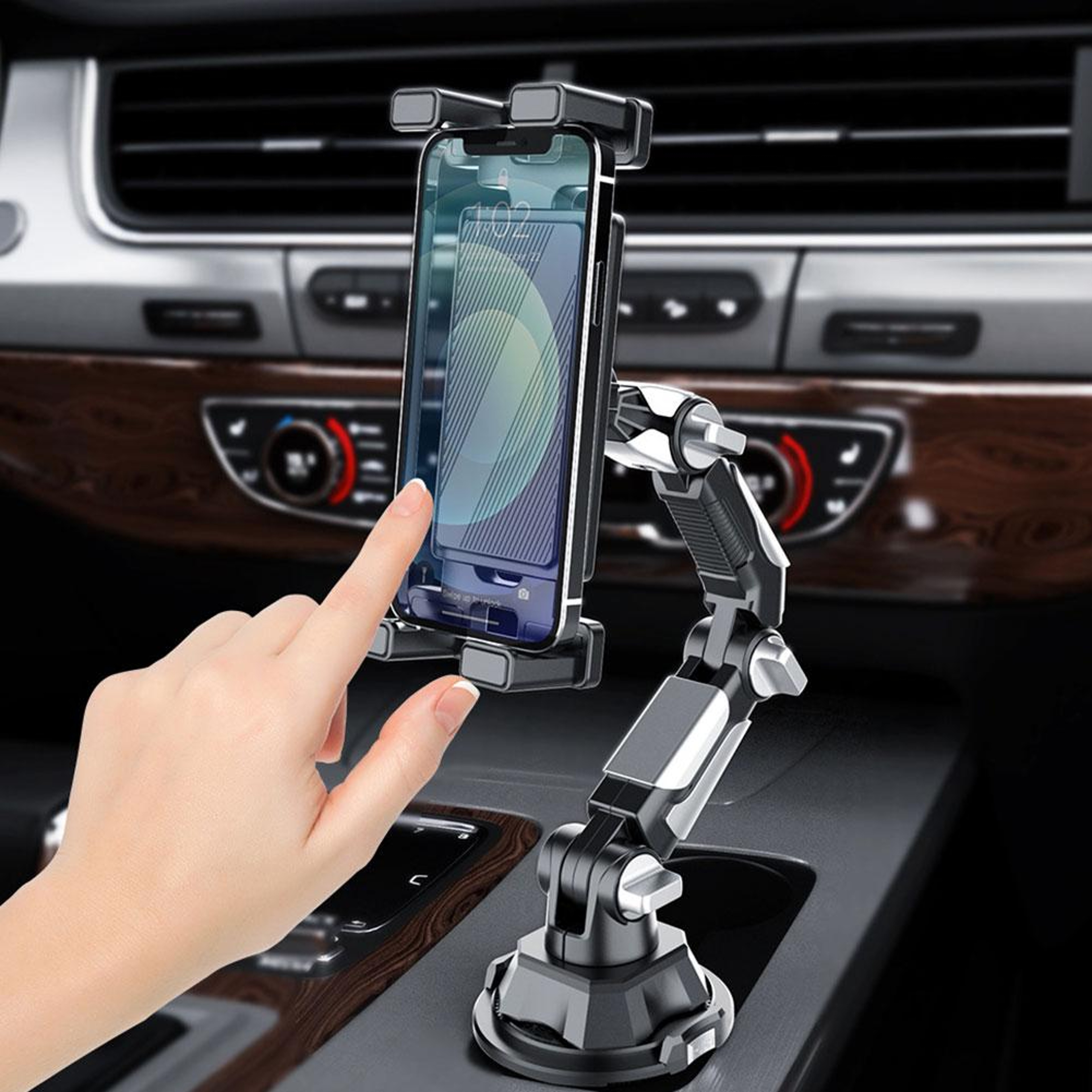 Car Cup Phone Holder Rotating Adjustable Cup Holder Phone Mount for Smartphones and Tablets – view 1