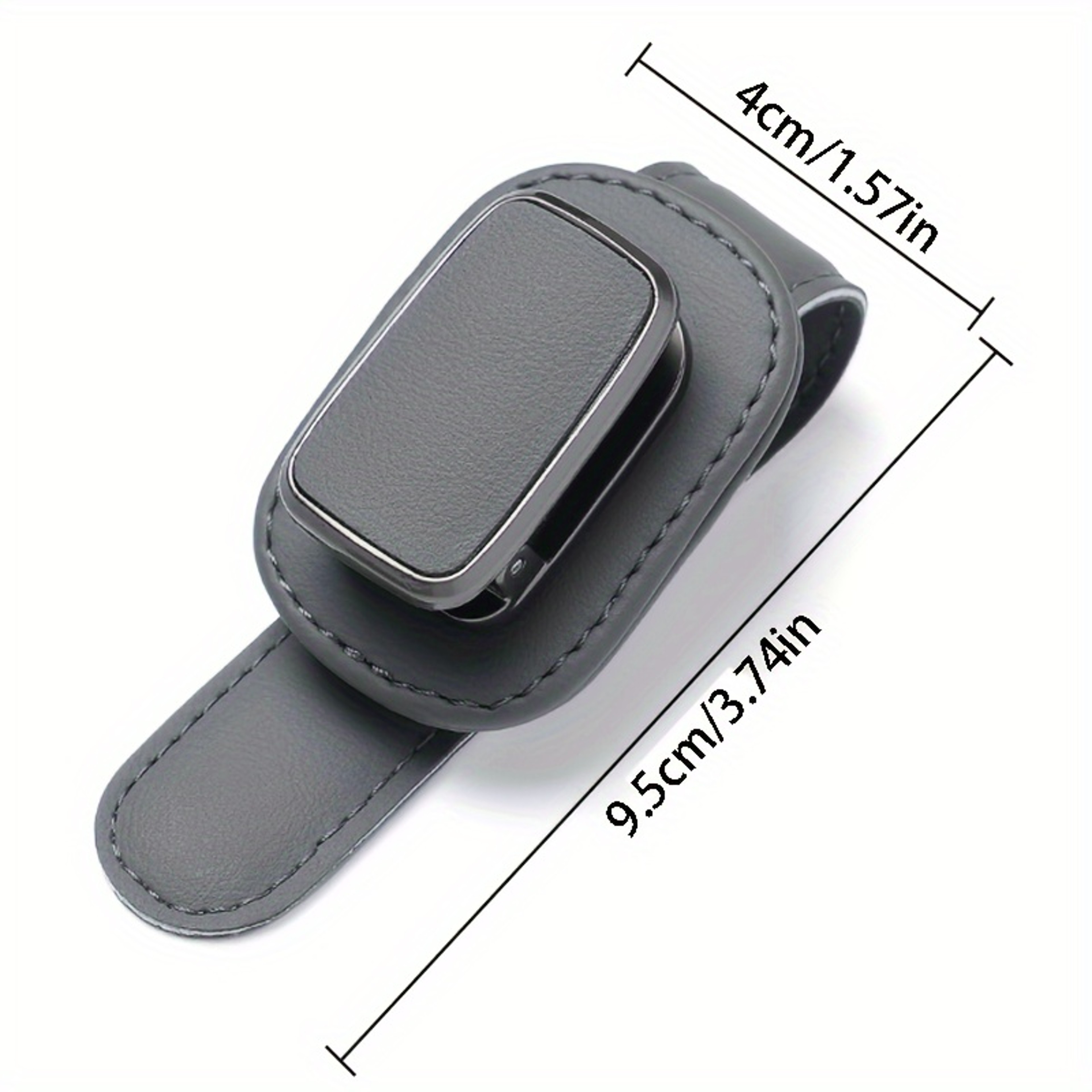 Car Sun Visor Glasses Holder PU Leather One Click Visor Organizer Clip For Glasses And Smartphone 2
