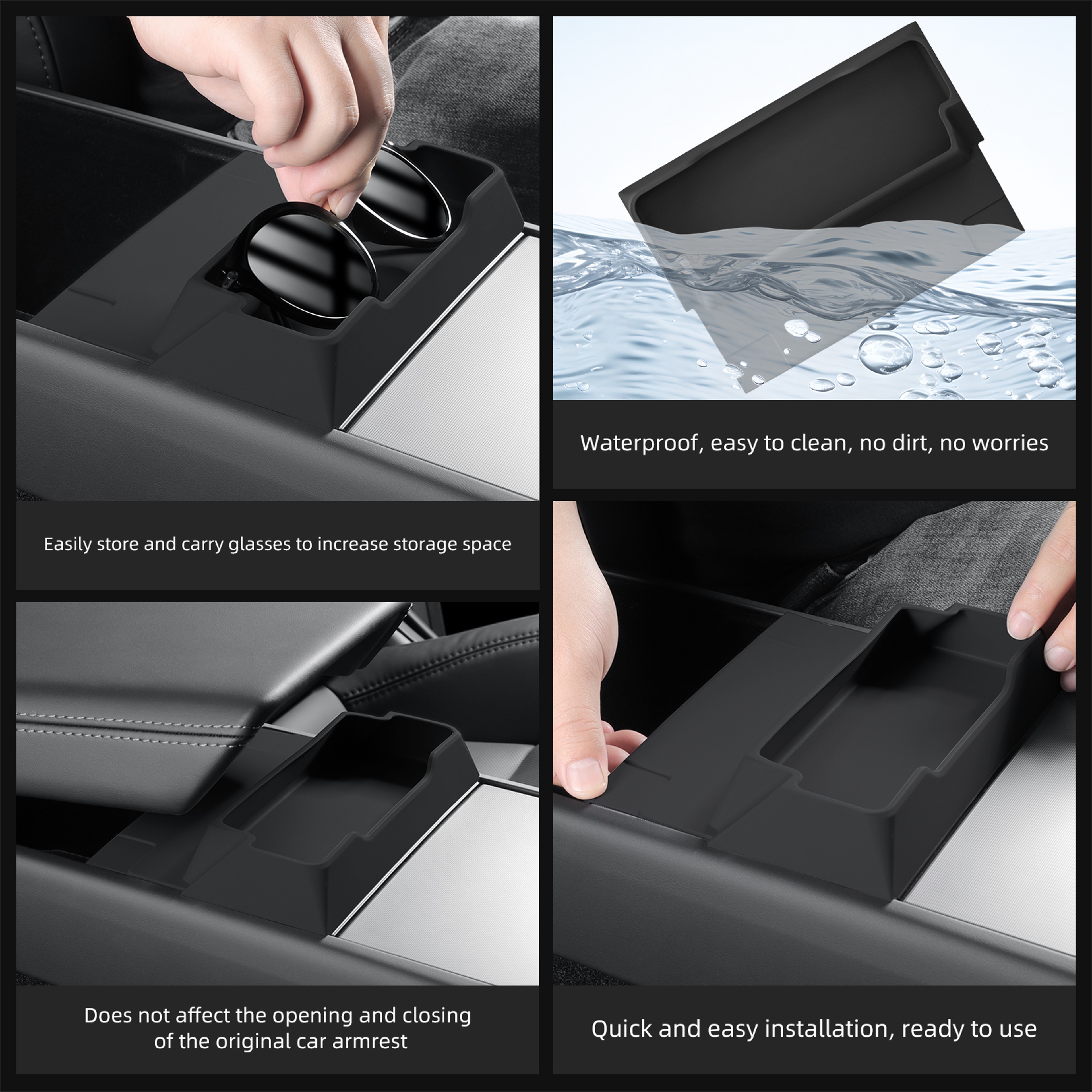 Tesla Model Y Center Console Organizer Armrest Storage Box Glasses Tray – view 3