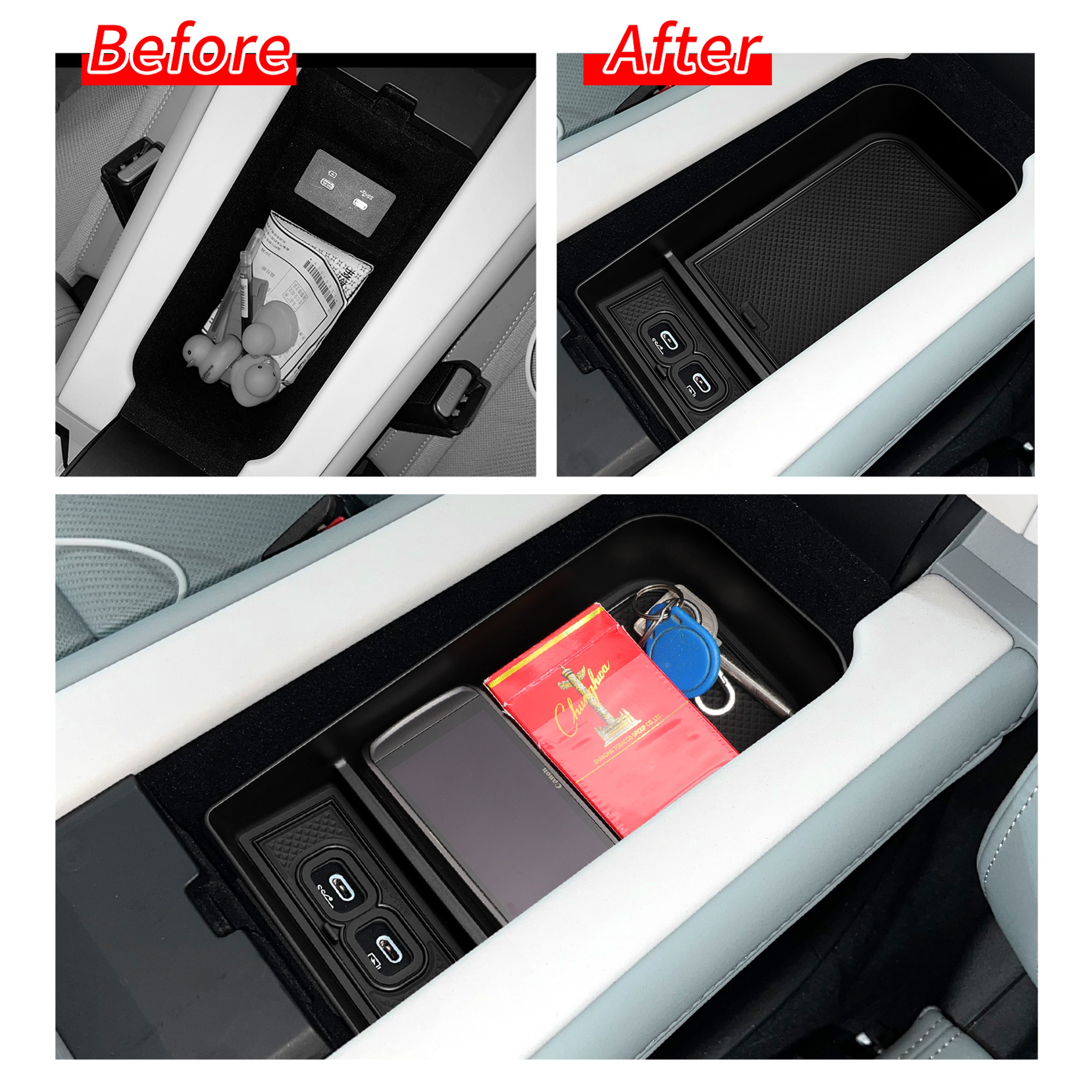 Car Armrest Storage Box Center Console Organizer Tray 2