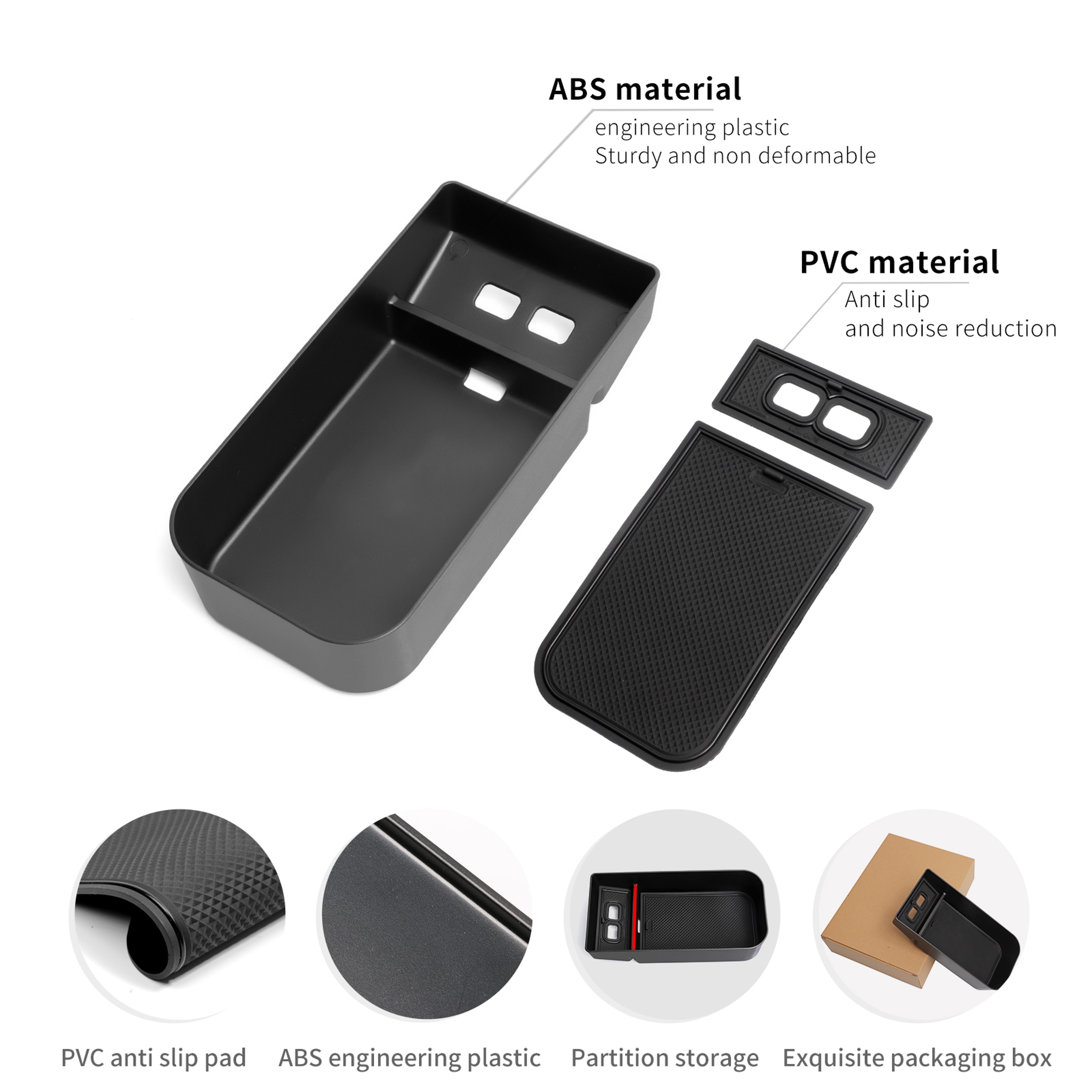 Car Armrest Storage Box Center Console Organizer Tray 3