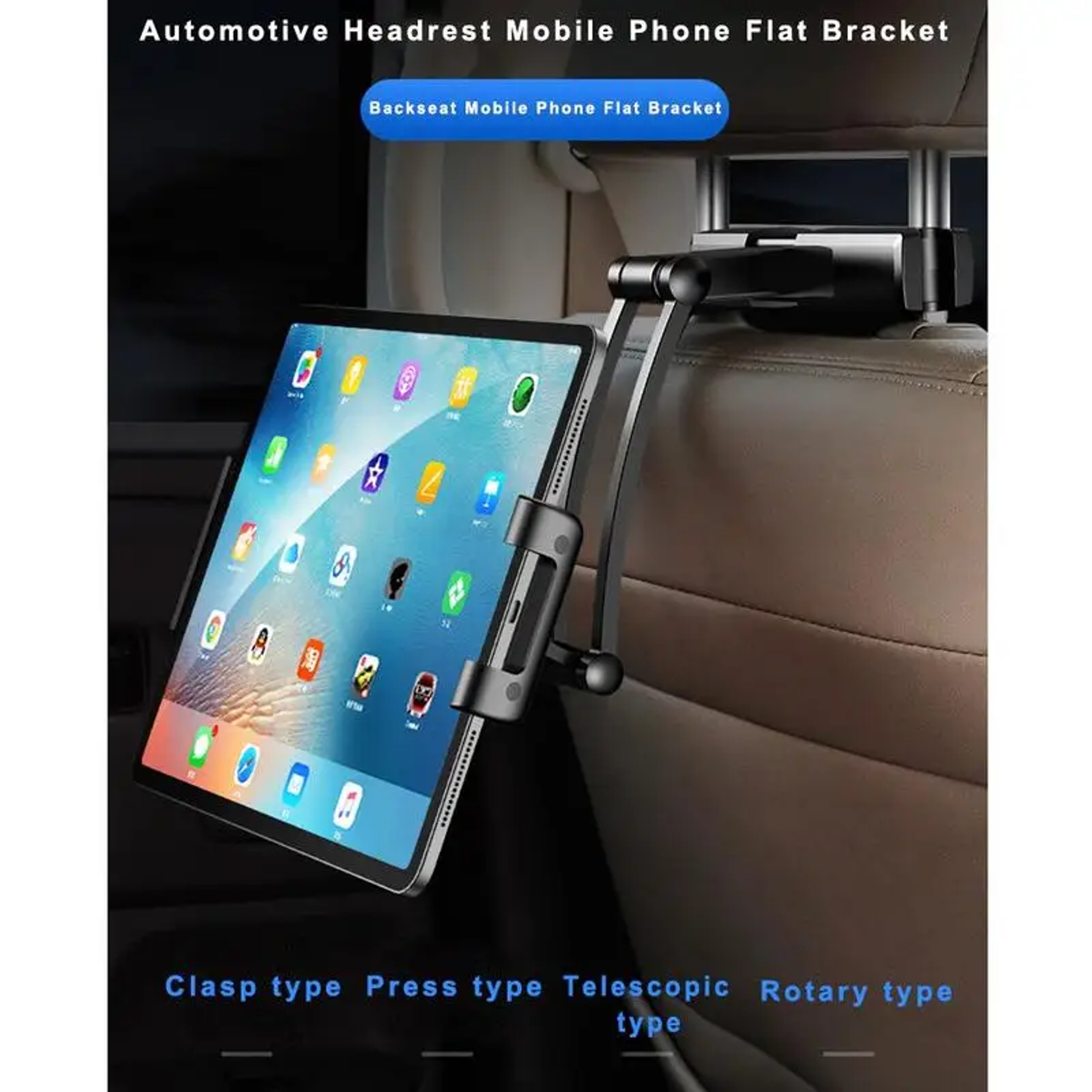 Universal Car Headrest Tablet Holder Adjustable Backseat Mount – view 3