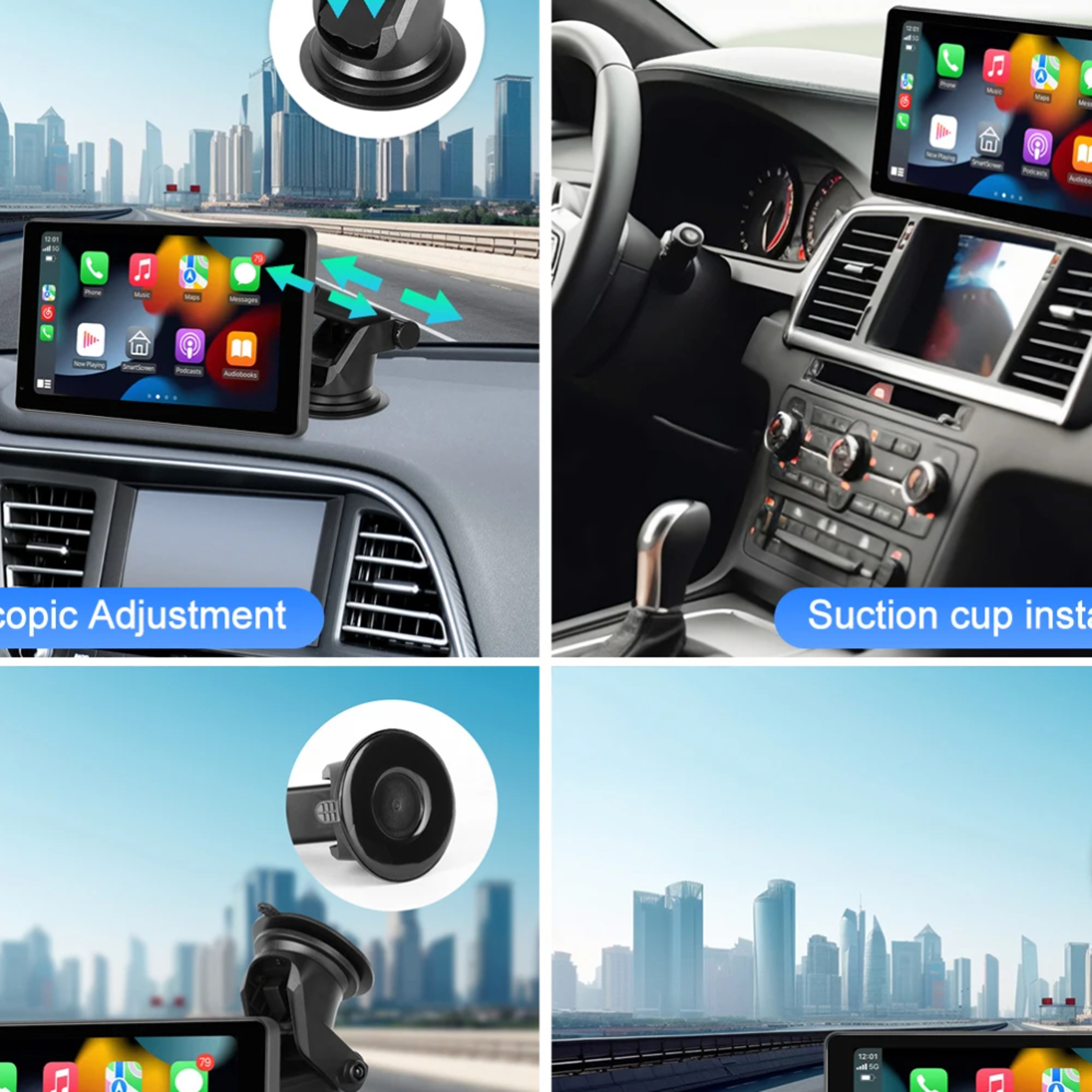 CarPlay Dashboard Mount Suction Cup Holder For Car Multimedia Player And Wireless Charger 4