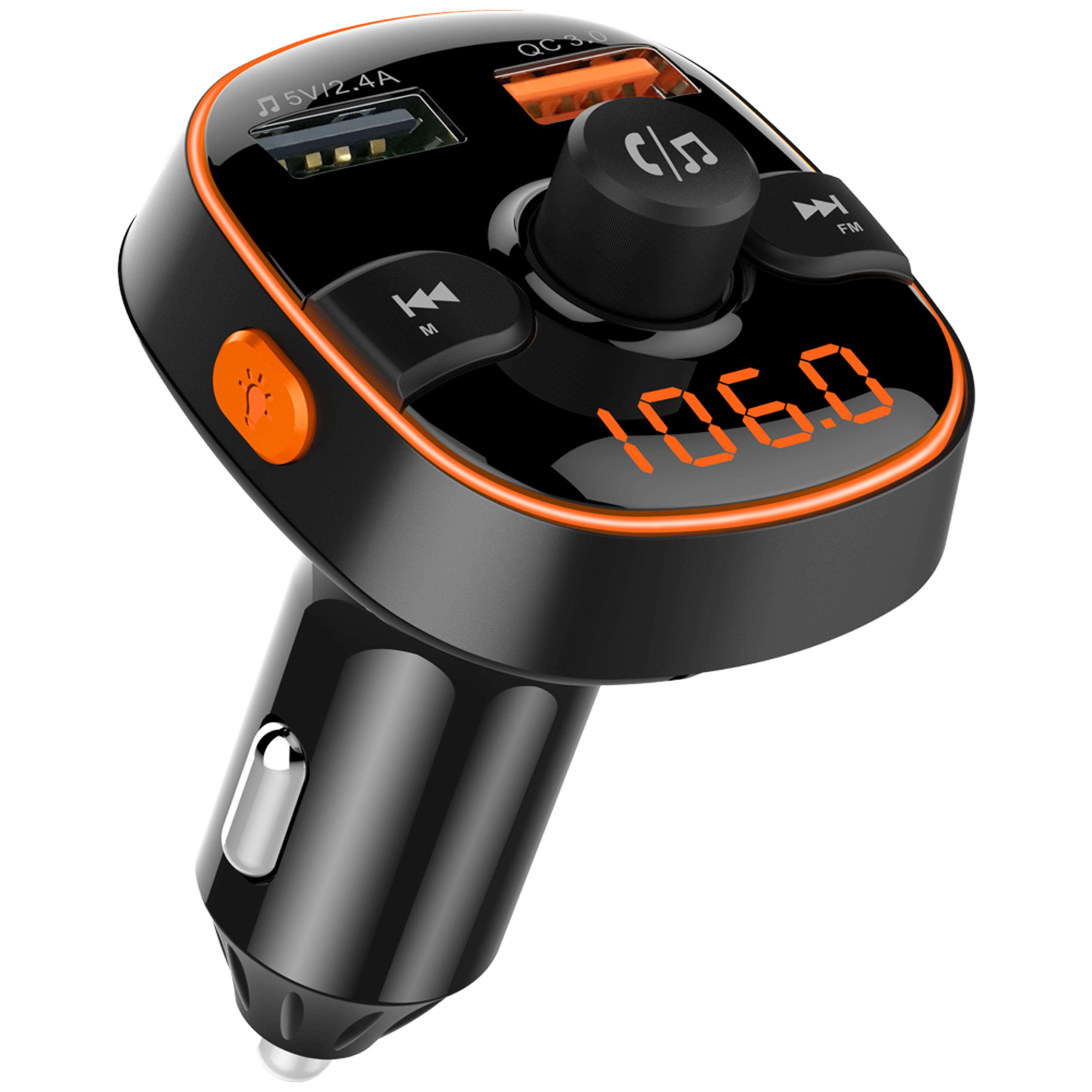 Car Bluetooth MP3 Player FM Transmitter With Dual USB Quick Charge And Ambient Light Display 1
