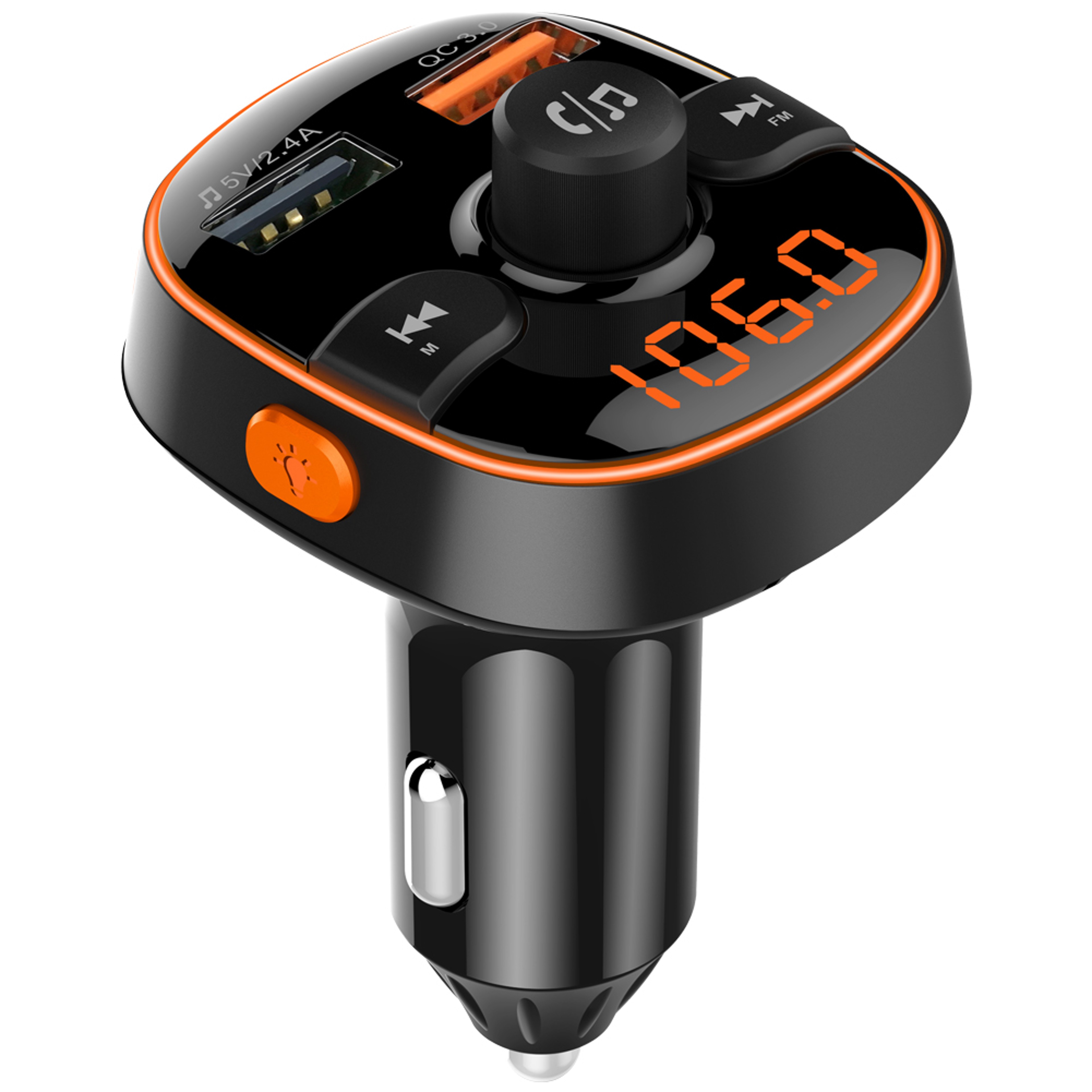 Car Bluetooth MP3 Player FM Transmitter With Dual USB Quick Charge And Ambient Light Display 3